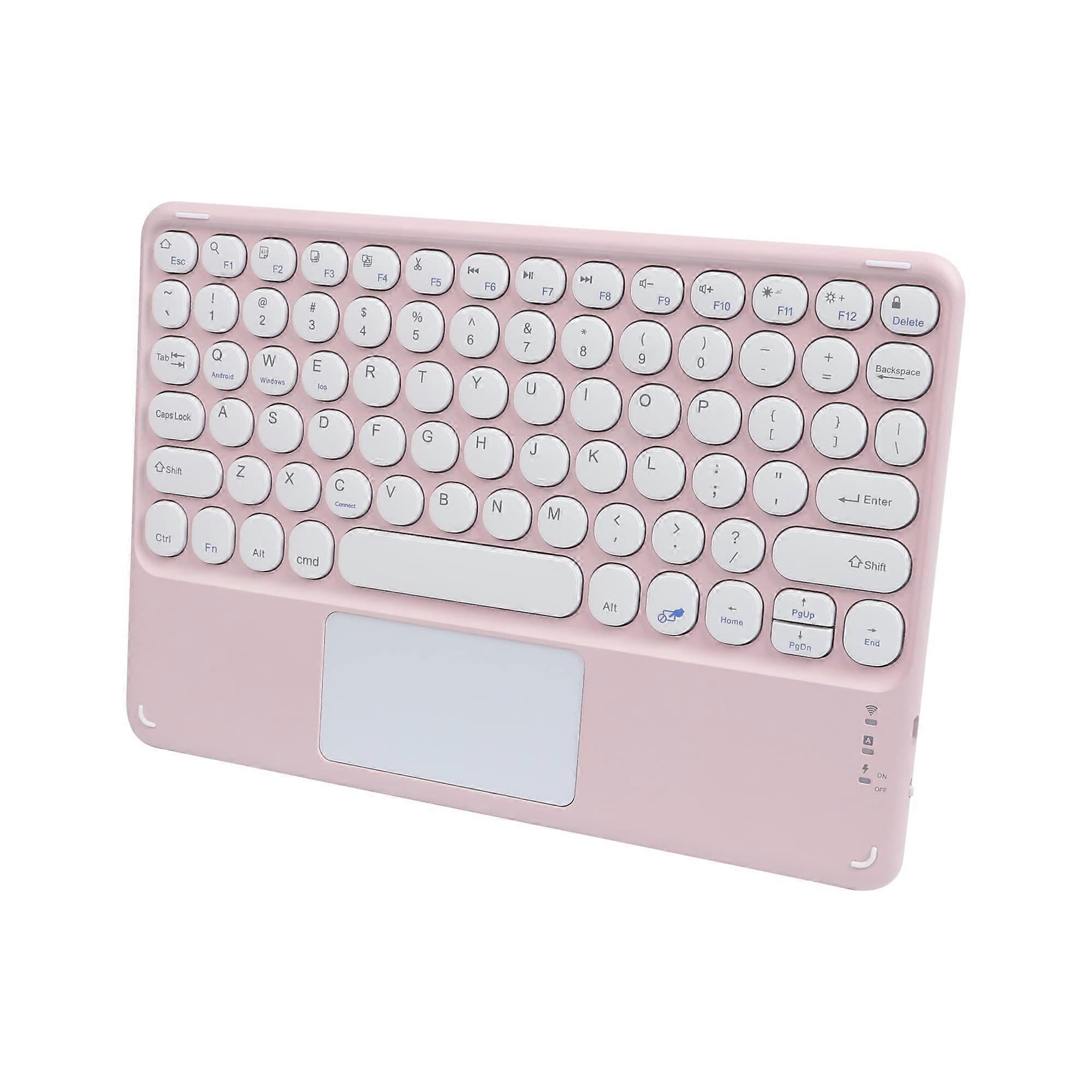 Wireless Keyboard with Touchpad, UltraThin Rechargeable Bluetooth Keyboard for iPad/iOS/Mac/Win/Android (Pink)