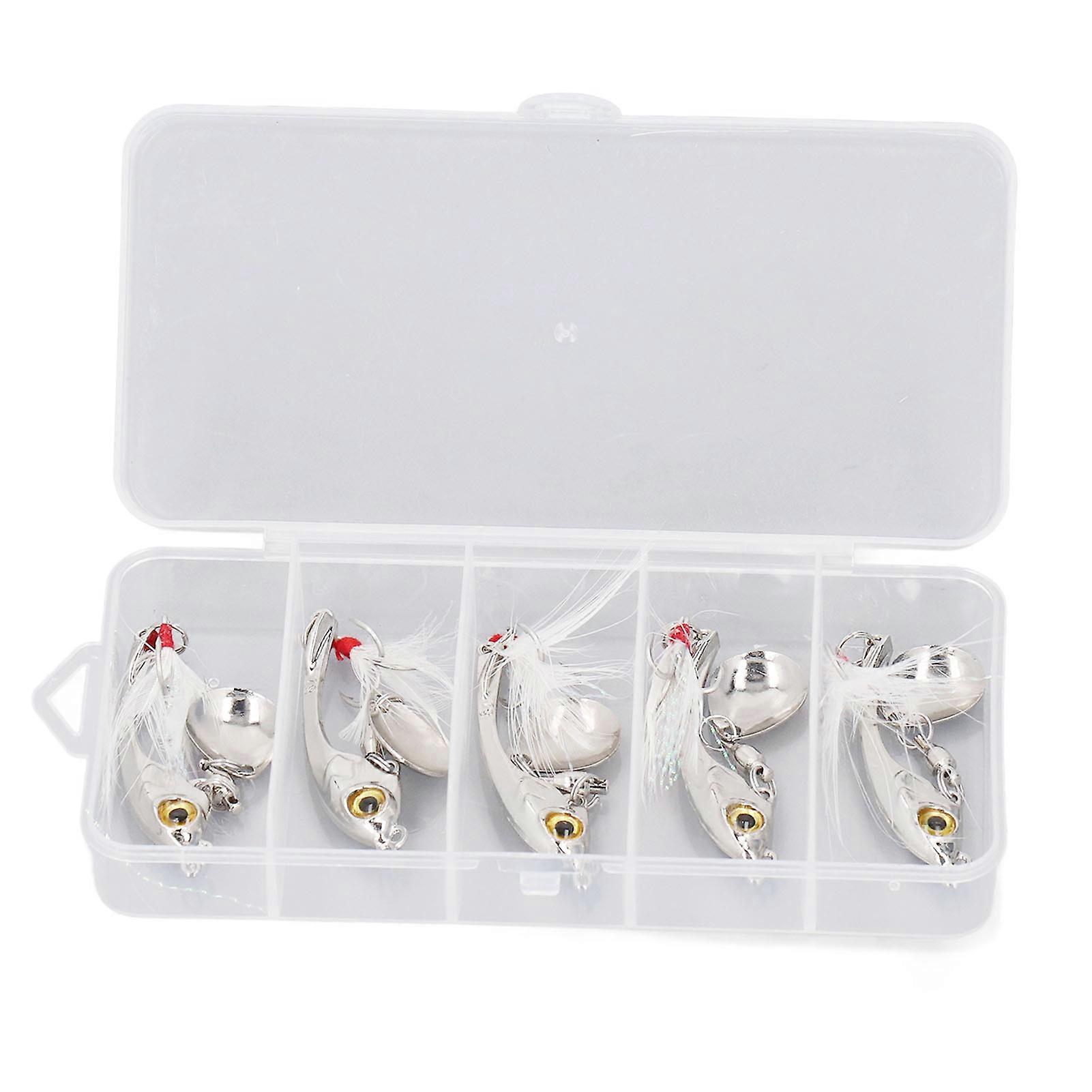 5Pcs Kit Metall Spinner Köder Angelköder Spinnerbait mit Feder für Süß- und Salzwasser