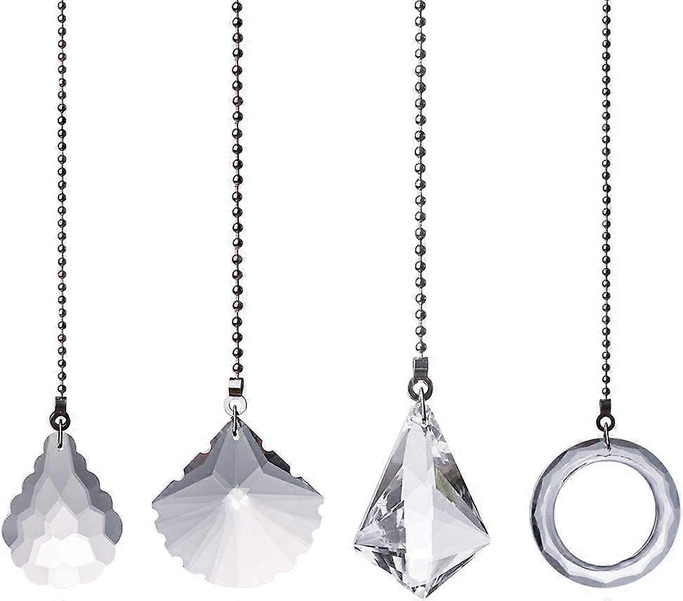 4pcs Clear Crystal Pull Chain Extension with Connector, Ceiling Light Fan Chain (santanxing)