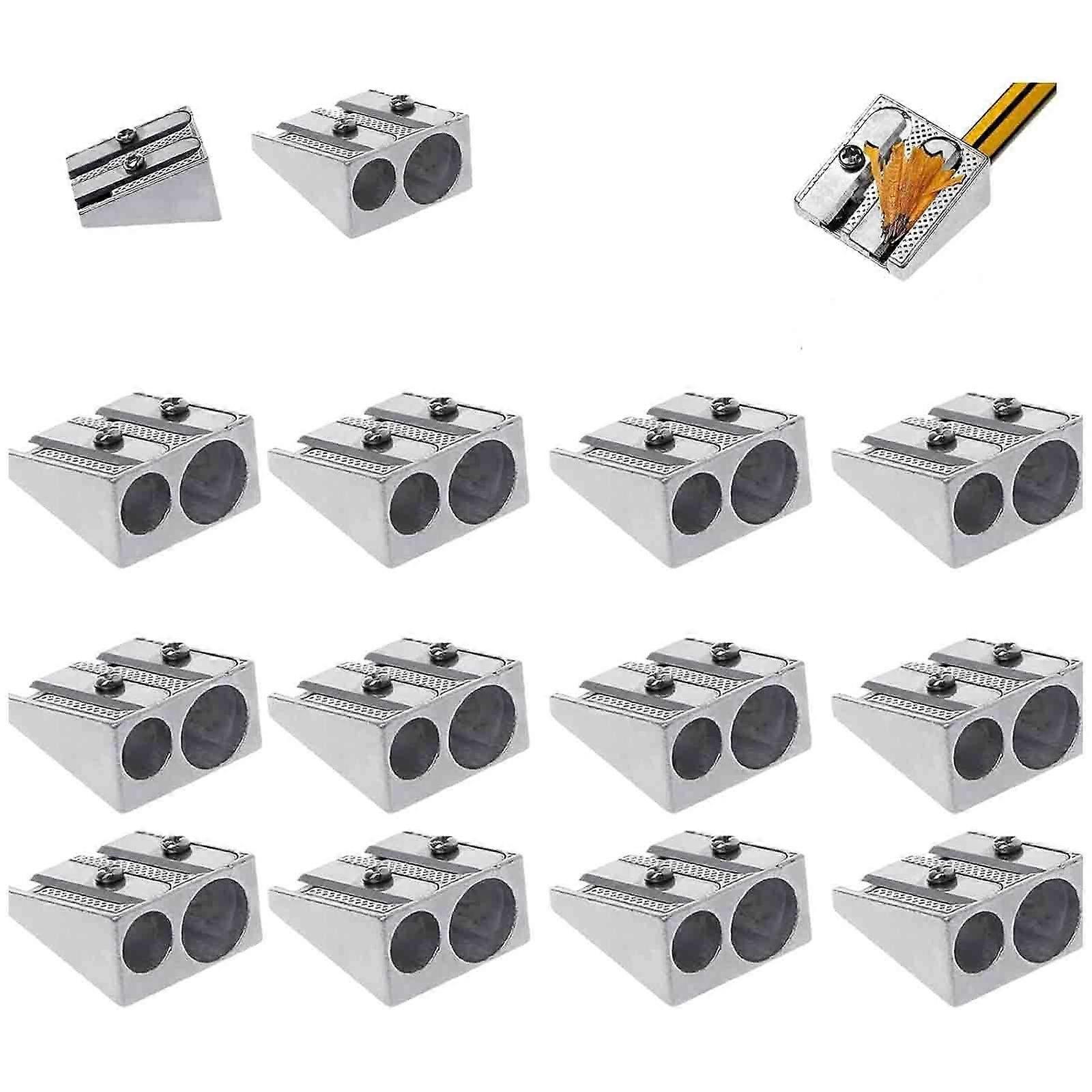 Temperamatite in magnesio, Temperamatite manuale, Temperamatite a 2 fori Profilo a cuneo in lega di magnesio, Temperamatite per il trucco, Matita in metallo Shar