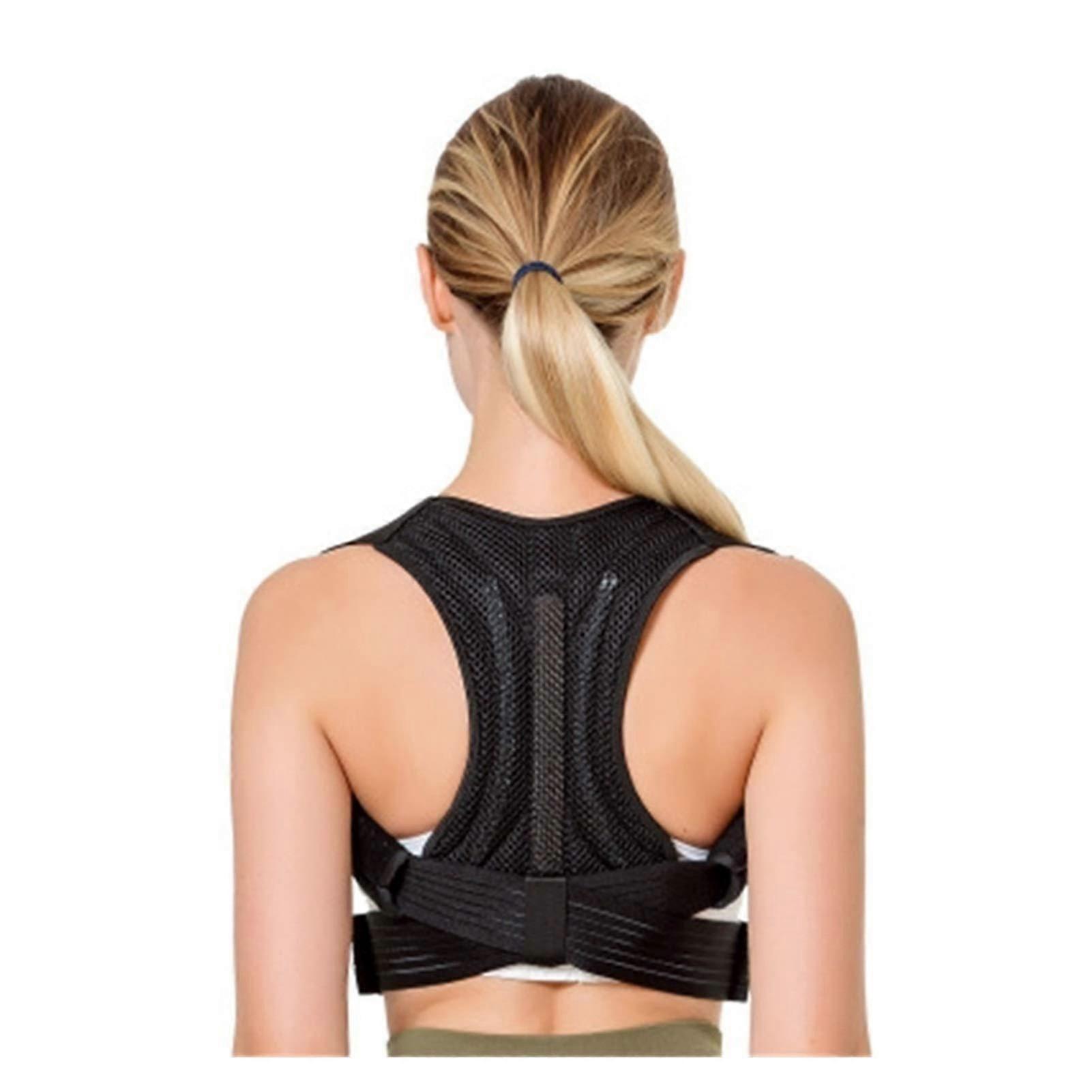 Adjustable Back Support Belt, Lumbar Support, Shoulder Protector, Corrector, Black Small