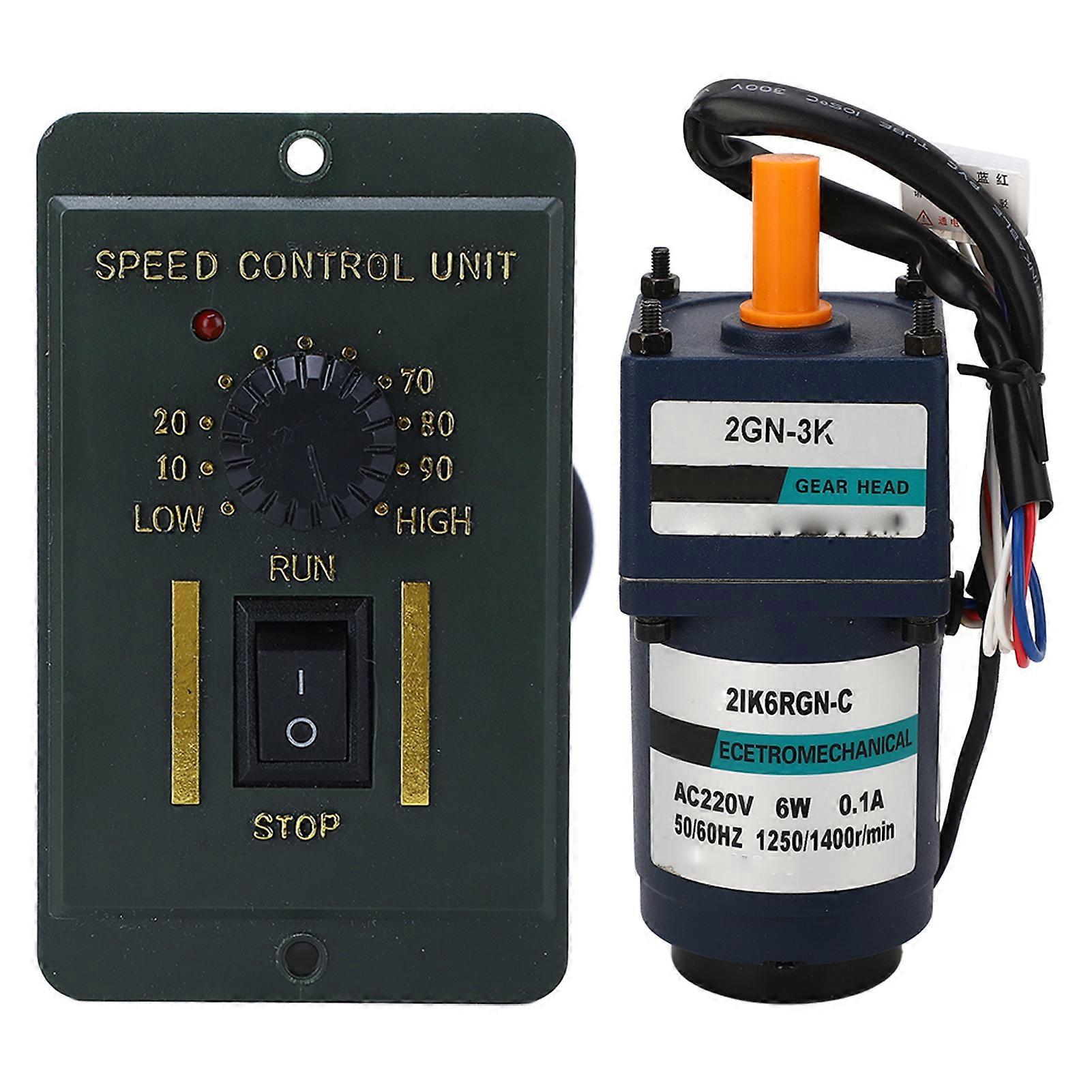 AC220V Geared Motor with Controller Single Phase Reduction Gear Variable Speed Motor 1400RPM 6W