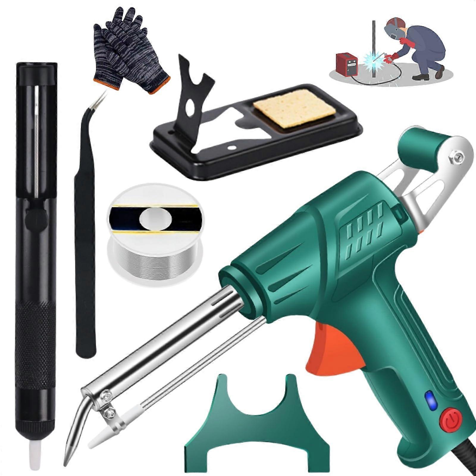 Internally Heated Industrial Welding Tools, Multifunction Soldering Iron Soldering Set, (Green)