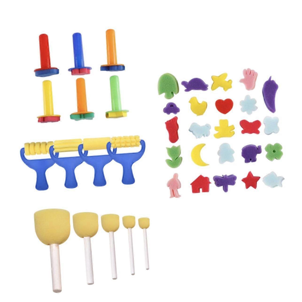 and Art Tools 39Piece Set Creative Drawing Tools Sponge Pens Stamps Easy to Cle