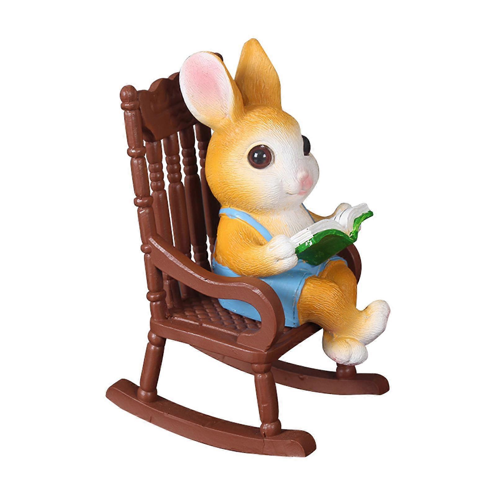 Rabbit Garden Statue Animal Sculpture Bunny Figurine Tabletop Ornament for Shelf