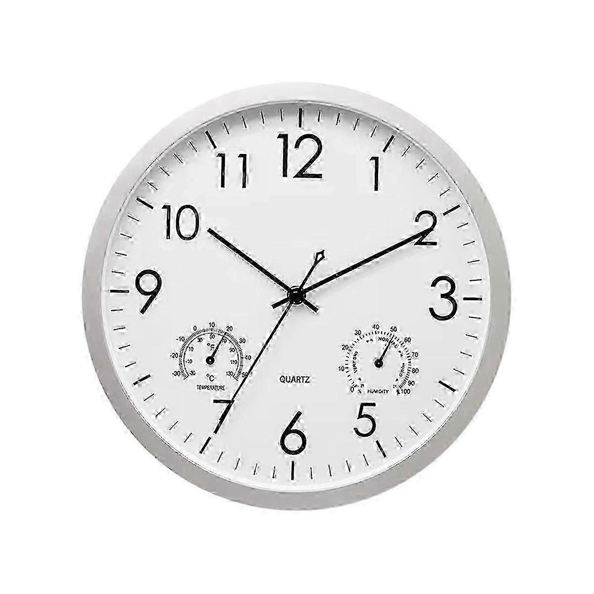 Decorative Round Outdoor Clock With Thermometer And Hygrometer Large Wall Clock Elegant Retro Silen