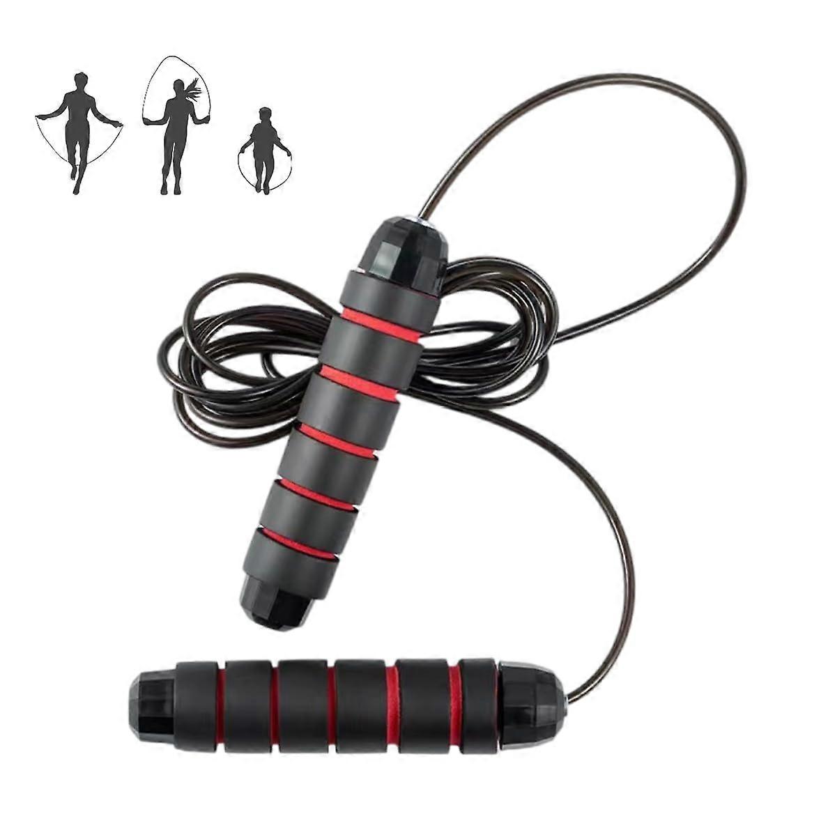 Skipping Rope with Foam Handle, Adjustable Length, Steel Rope, Non-Slip Design for Fitness Training - Red Color for Kids and Adults