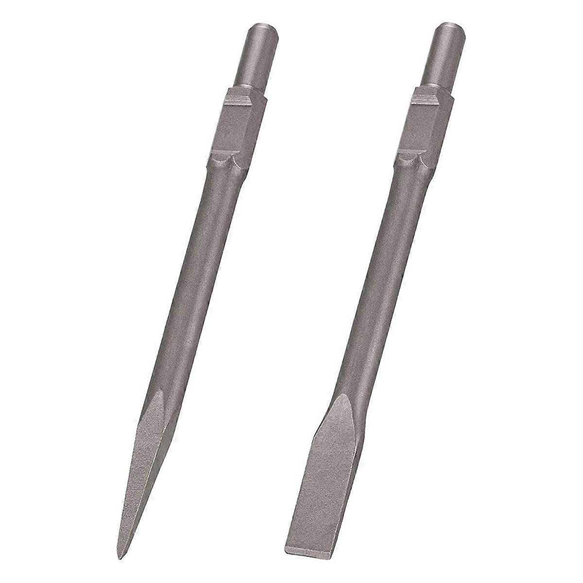 2pc 1-3/16 Inch Hex Chisel Set with Point & Flat Chisels for Heavy Duty Electric Demolition Jack Ha