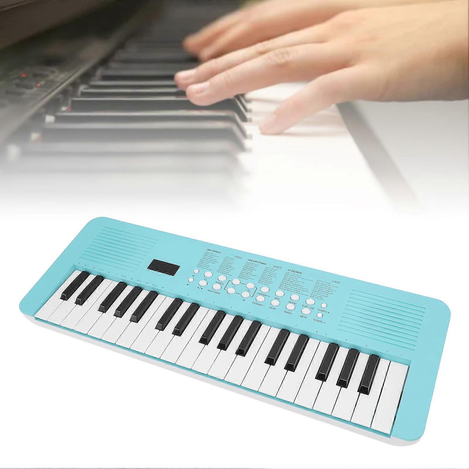 37 Key Electronic Keyboard 200 Tones 200 Rhythms 35 Demos Multi Functional Digital Piano Keyboard Instrument with Mic Blue 