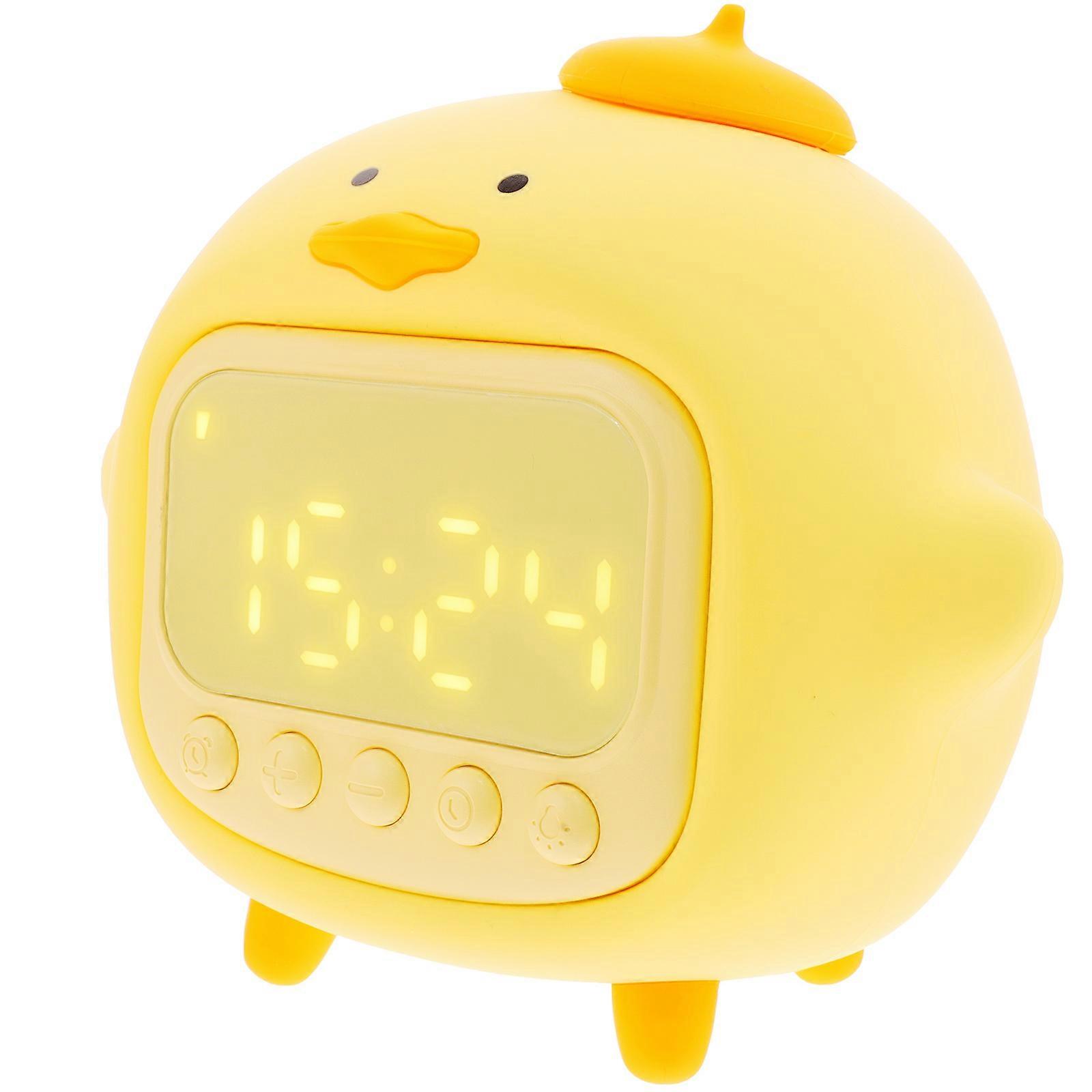 Compact LED Alarm Clock with Night Light Function, Digital Display, Soft Yellow Light, Space Saving Design for Bedroom and Home Use