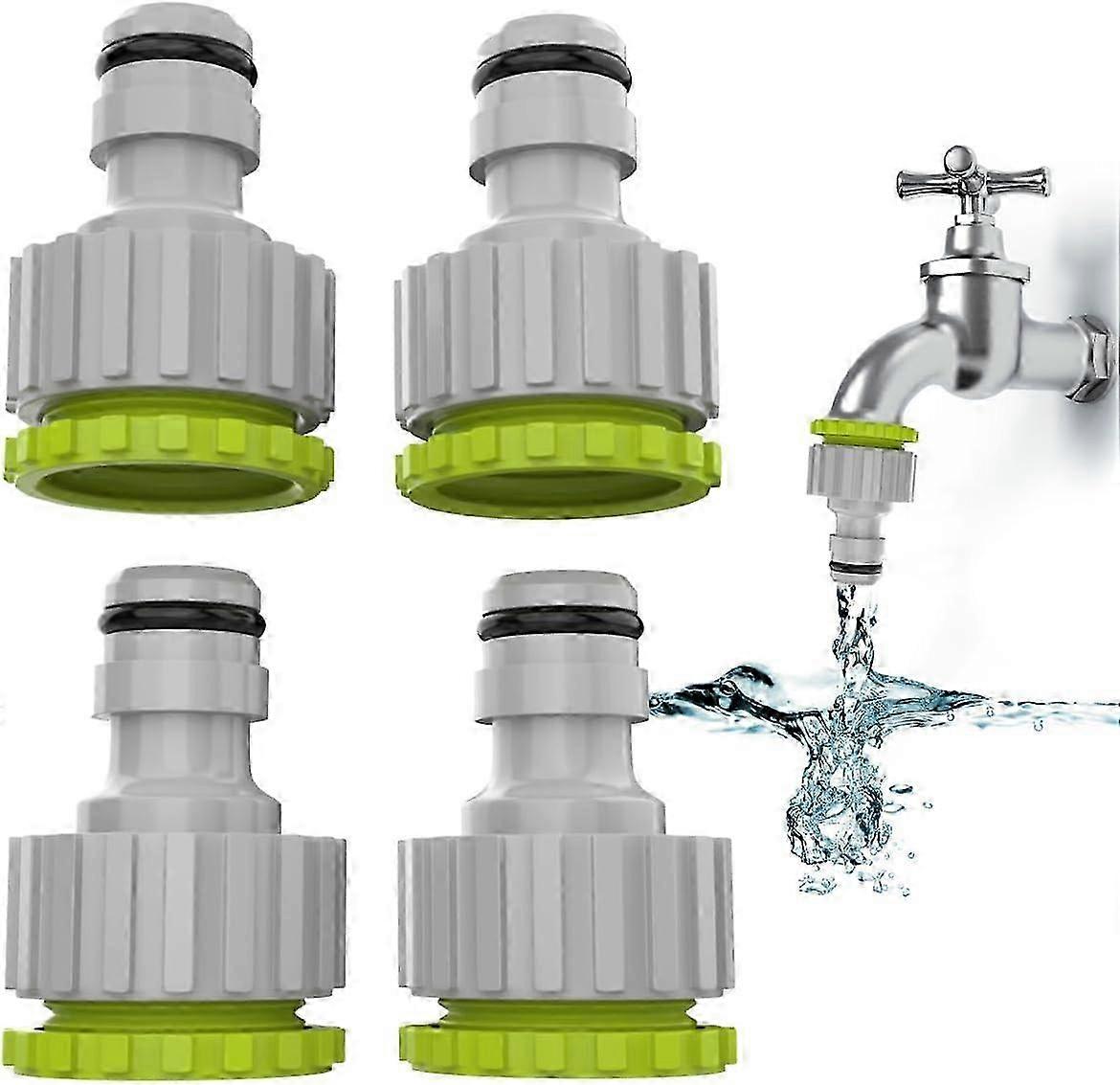 2-in-1 Faucet Connector - 4 Pack, 1/2 and 3/4 Garden Hose Fitting Set