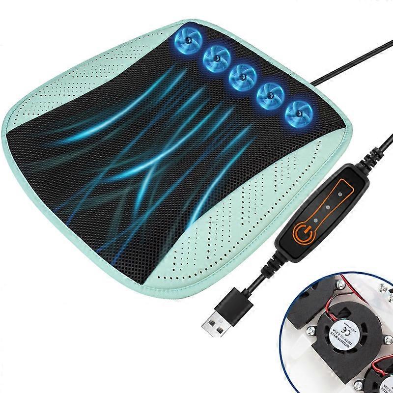 USB Powered Summer Breathable Car Seat Cushion Built-in 5 Fans Seat Cooling Mat