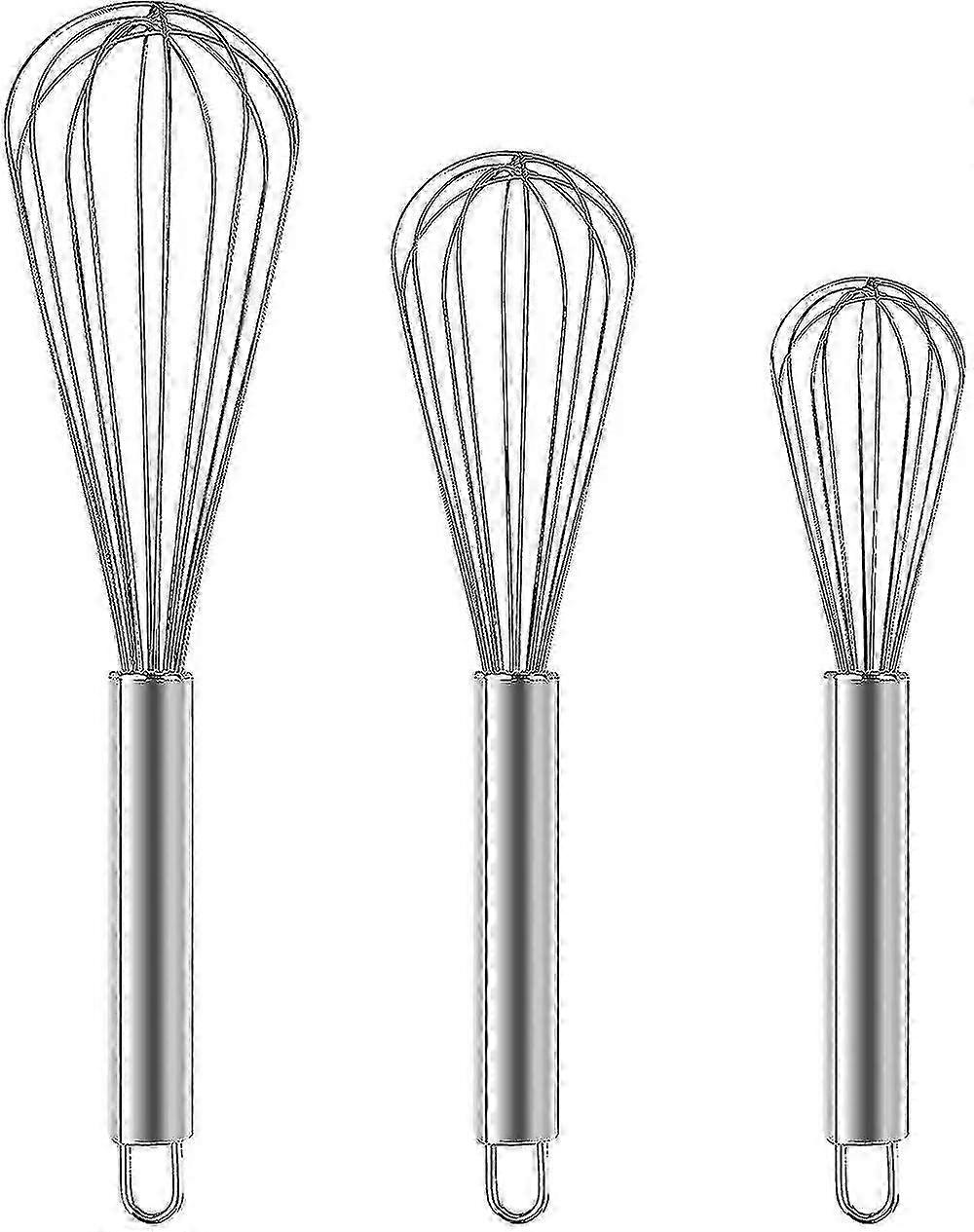 3pcs Metal Egg Whisk Set - Large Small Mini