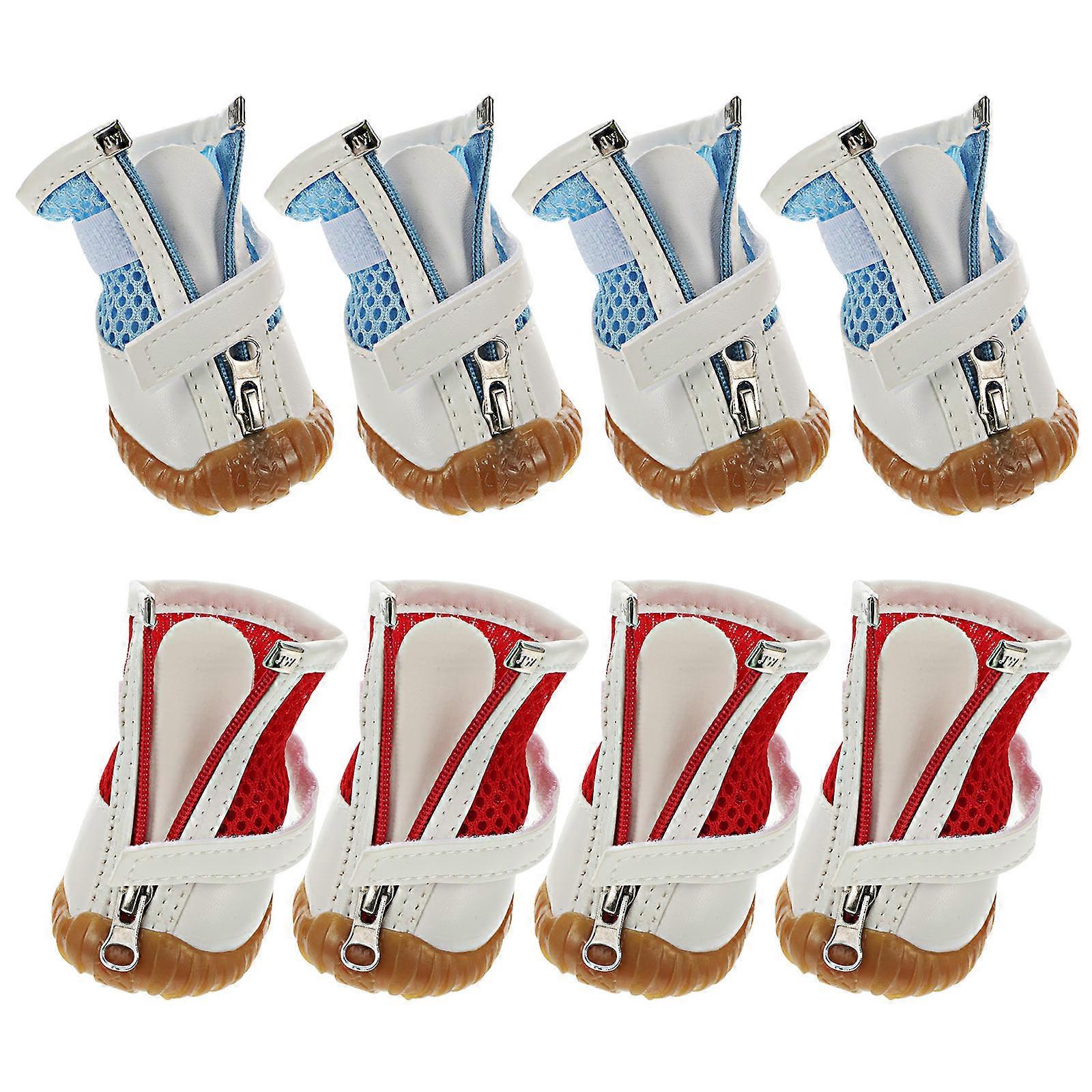 Doggie Shoes Breathable Mesh Dog Boots Adjustable Zipper For Indoor Outdoor Use Blue 8Pcs