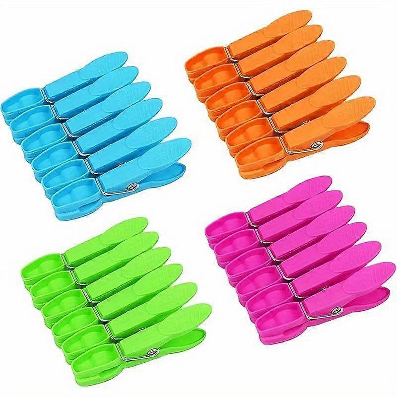 24 Pack Heavy Duty Plastic Clothes Pegs for Air Drying, Clothespins and Spring Clips