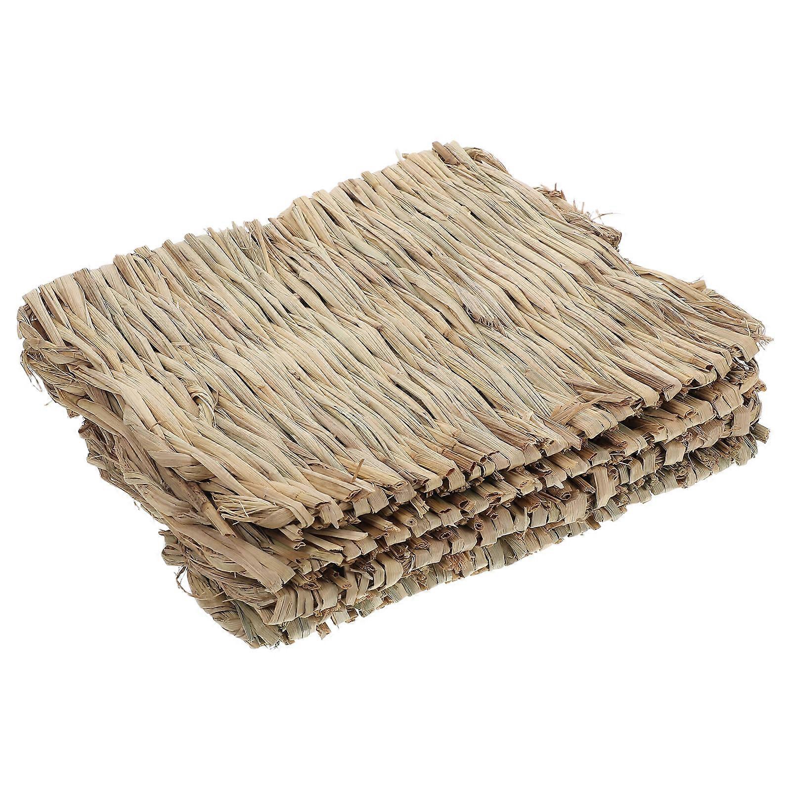 4pcs Durable Grass Mats for Rabbits & Birds, Washable Nesting Pads, Breathable Seagrass Mat for Cages, Moisture Control & Foot Injury Prevention