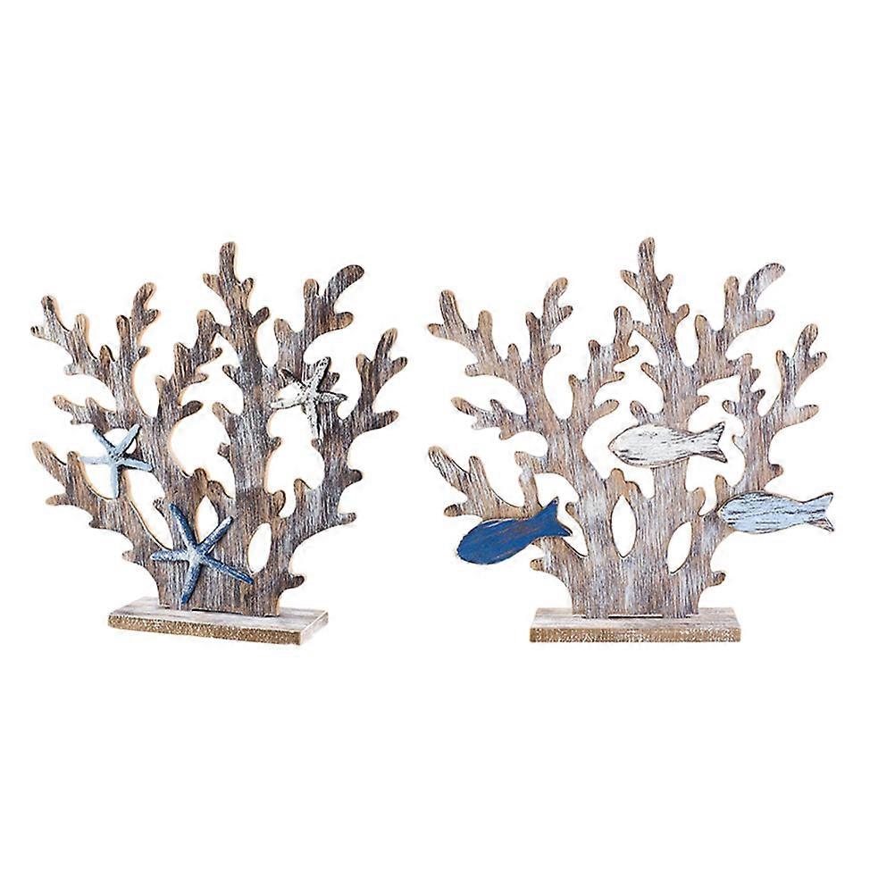 2pcs Mediterranean Style Coral Tree Ornaments Home Decorations (Light Grey)