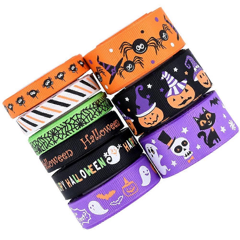 Halloween Party Decorative Ribbons Polyester Material Assorted Color 457x2.5cm 9 Rolls