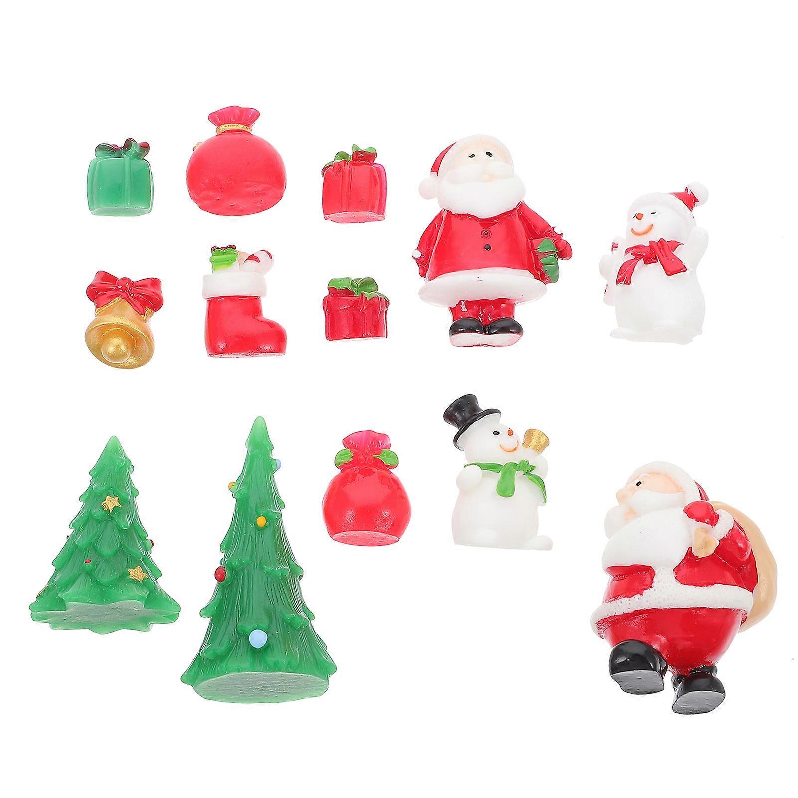Christmas Resin Ornaments Scene Layout Prop Rectangular 5.00x2.50cm Festive Atmosphere Decoration 13Pcs
