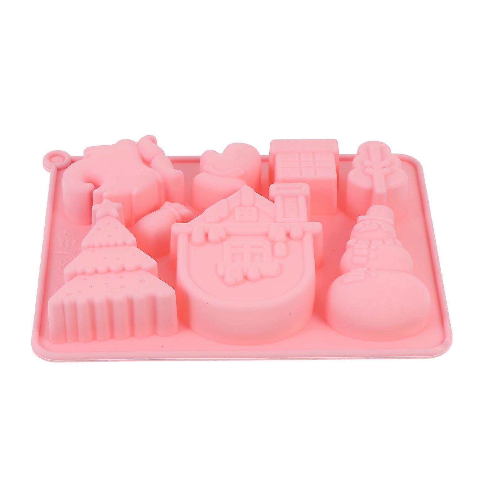 Christmas Themed Silicone Mold Baking Tools For Families And Friends Pink 18.2x14.5cm Safe and Practical 1Pcs