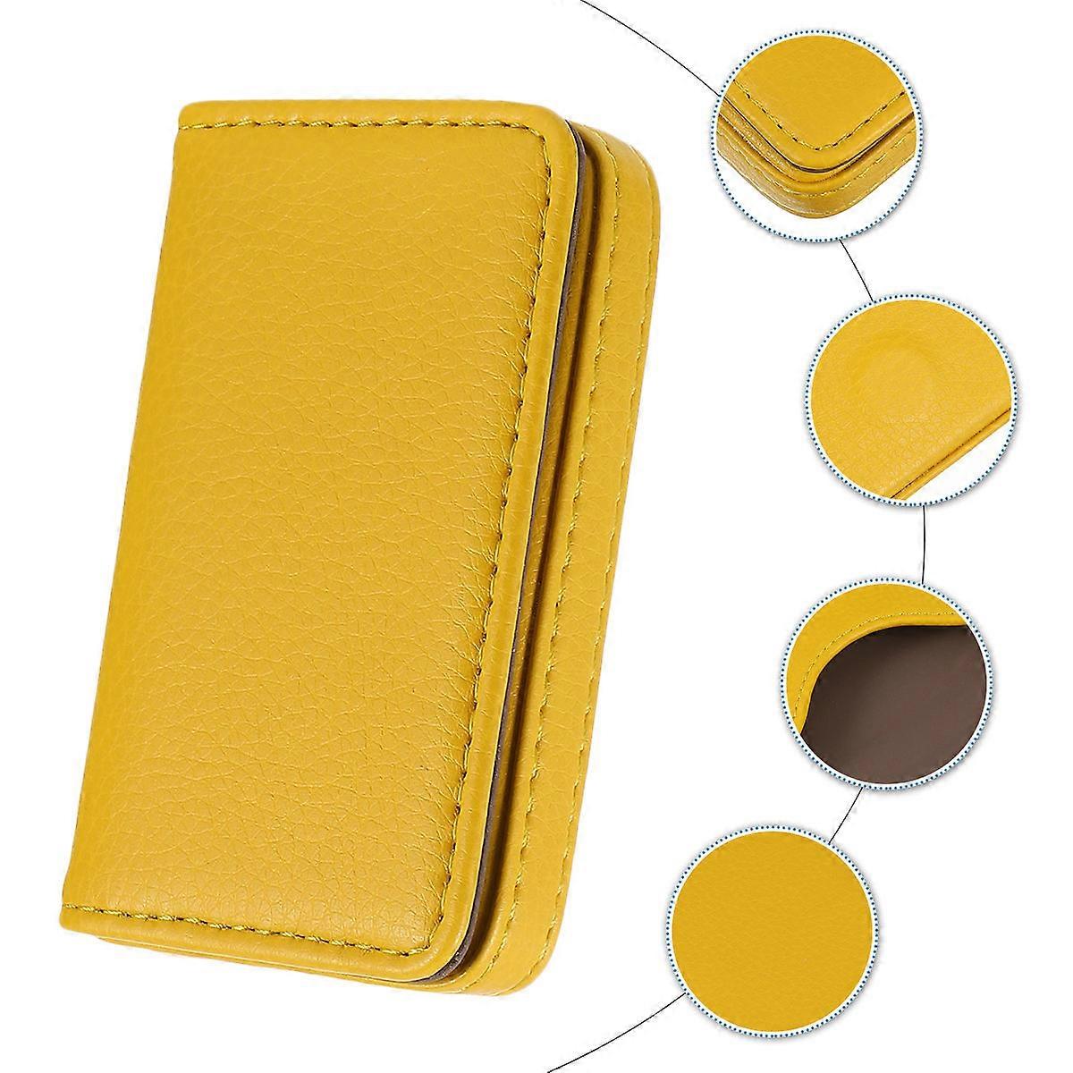 Business Card Holder Case Metal Business Card Holder Case Business Accessories Rectangular Shape 3.9 2.4 0.7in Yellow 1Set