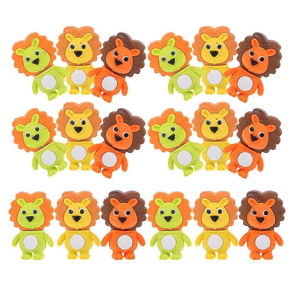 24pcs Cute Animal Erasers Fun Lion Pencil Erasers for Classroom Rewards, Back to School Supplies, Decorative Party Favors & Art Projects