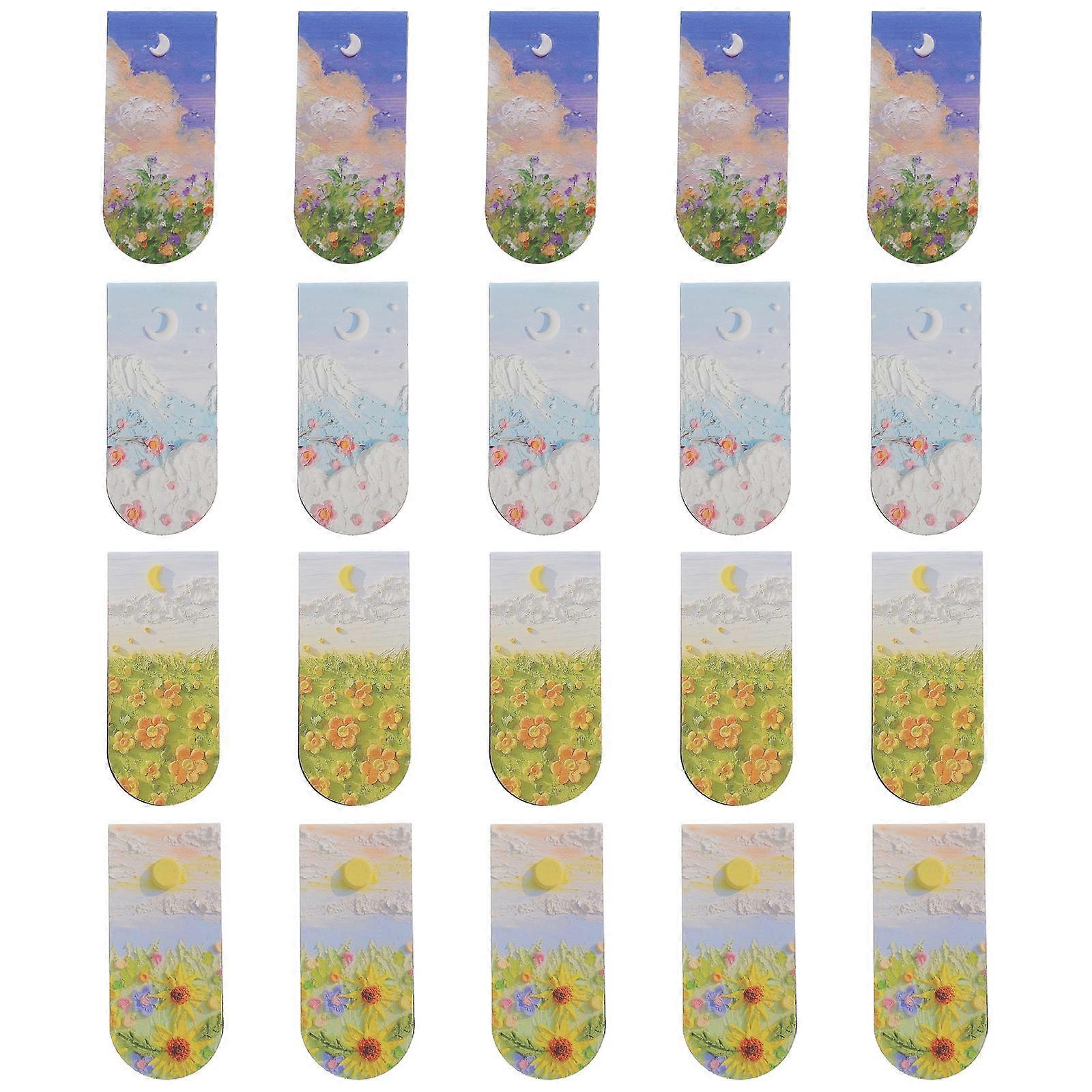 Delicate Oil Painting Bookmarks Double-Sided Magnetic Book Mark Clip Books Reading Enthusiasts 6x2.7x0.1cm 20Set
