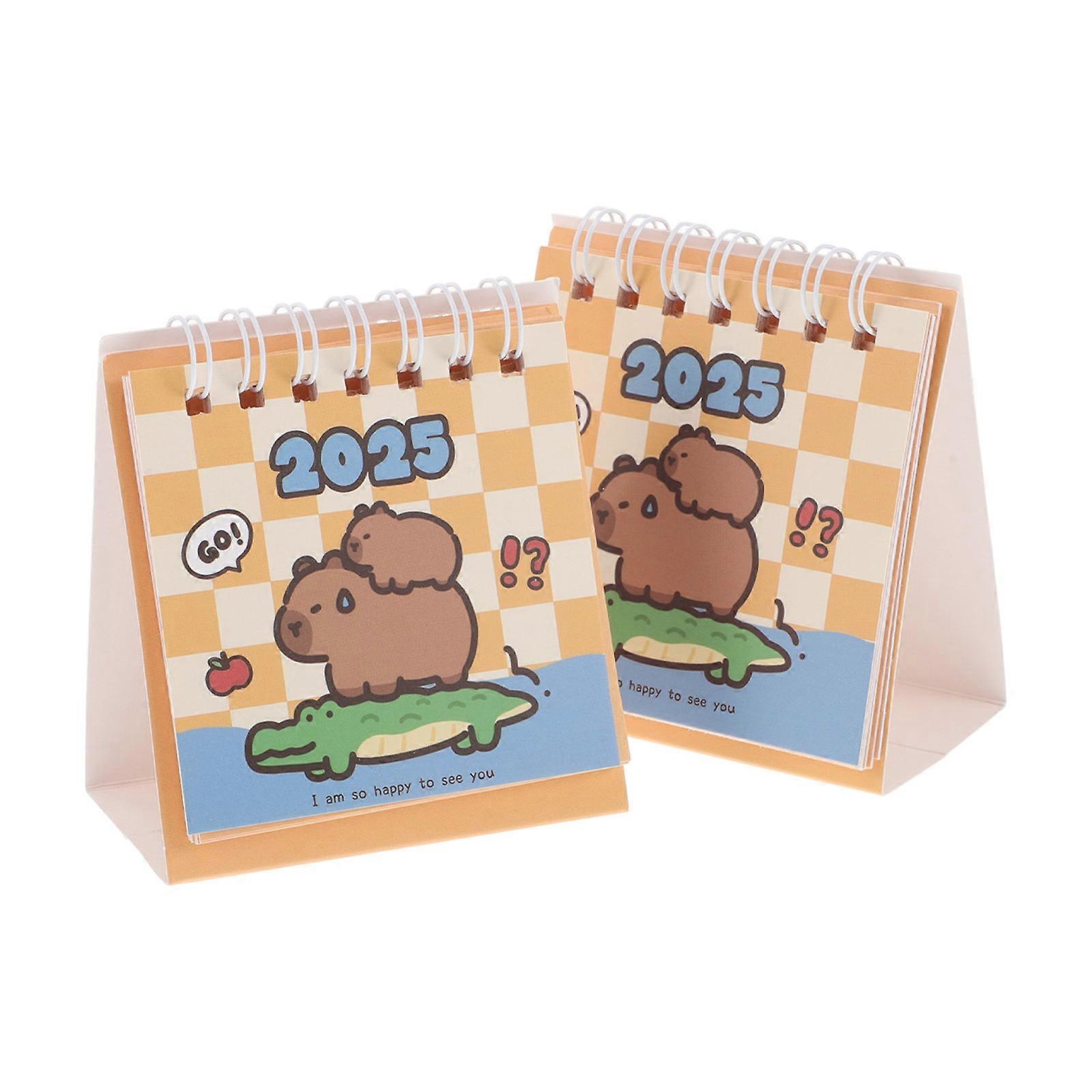 Compact Flip Calendar For Classroom Mini Desk Calendar Simple Design 4.13X2.75X0.51in 2Pcs