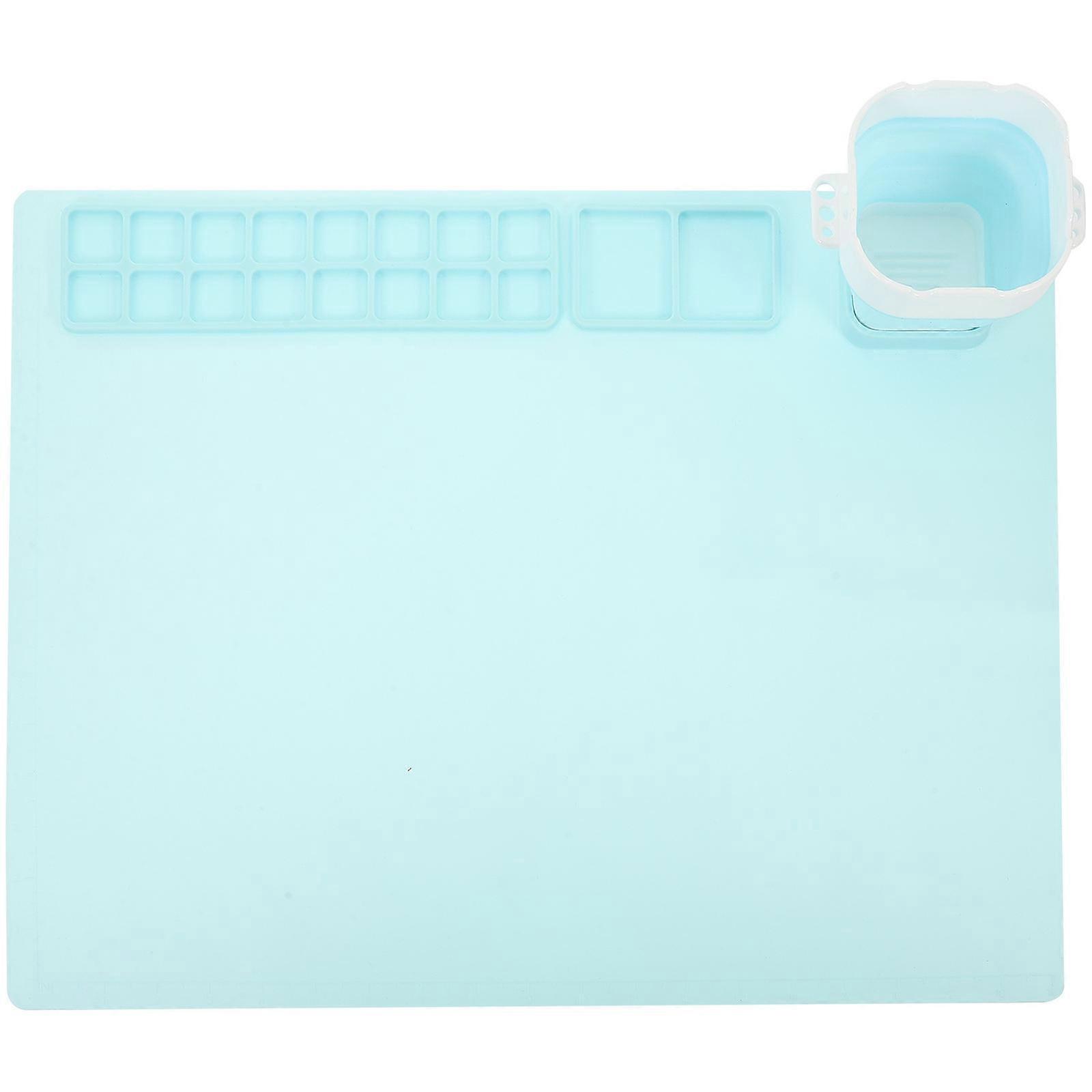 Crafting Mat For Home Use Resin Casting Foldable Design Sky-Blue Color Protects Tabletop 51X41X0.1Cm 1Set