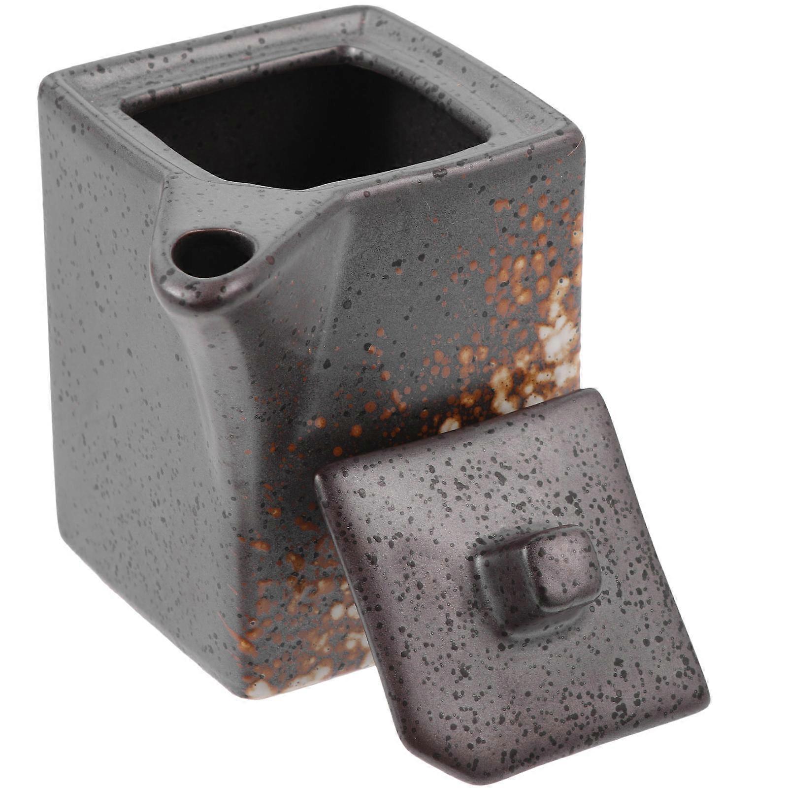 Home Seasoning Jar with Lid   Versatile Condiment Storage Canister for Kitchen Sauces, Oils, and Vinegar   Snowflake Finish