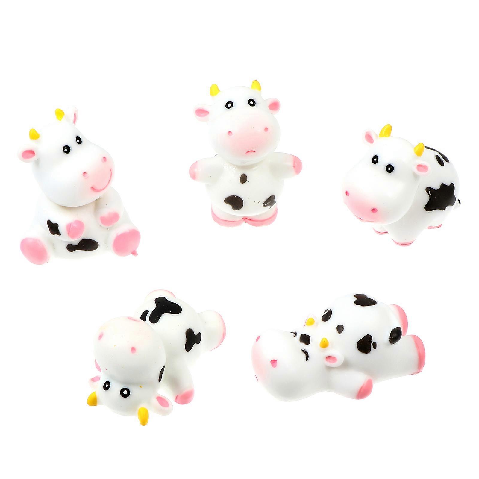 5 قطع مصغرة بقرة التماثيل الكرتون ديكور لبيوت الدمى حدائق الحرف الراتنج الأبقار للديكور المنزلي DIY المشاريع