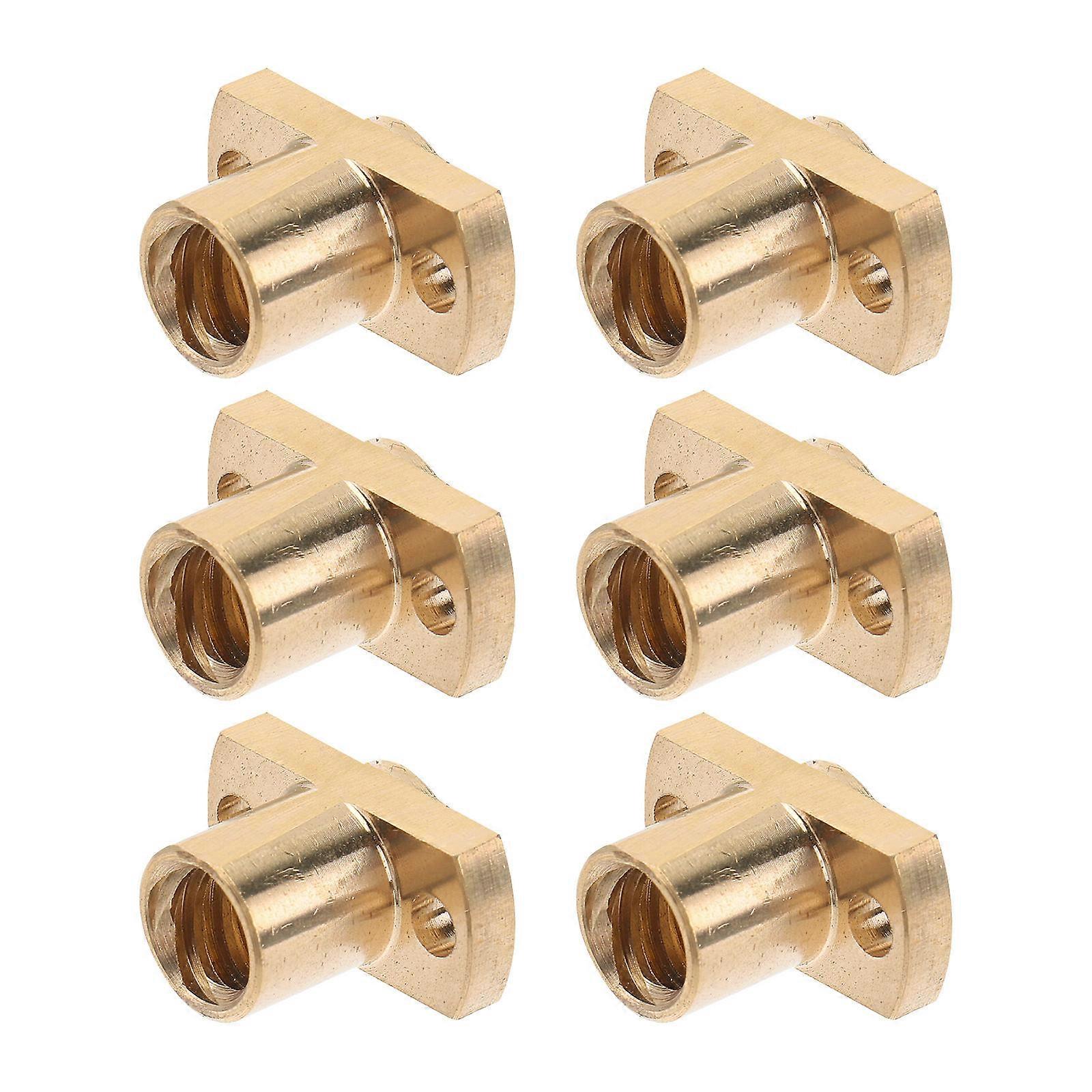 Precision Production Trapezoidal Screw Nut Brass Nut 3D Printer Accessory 8mm High Hardness 6Pcs