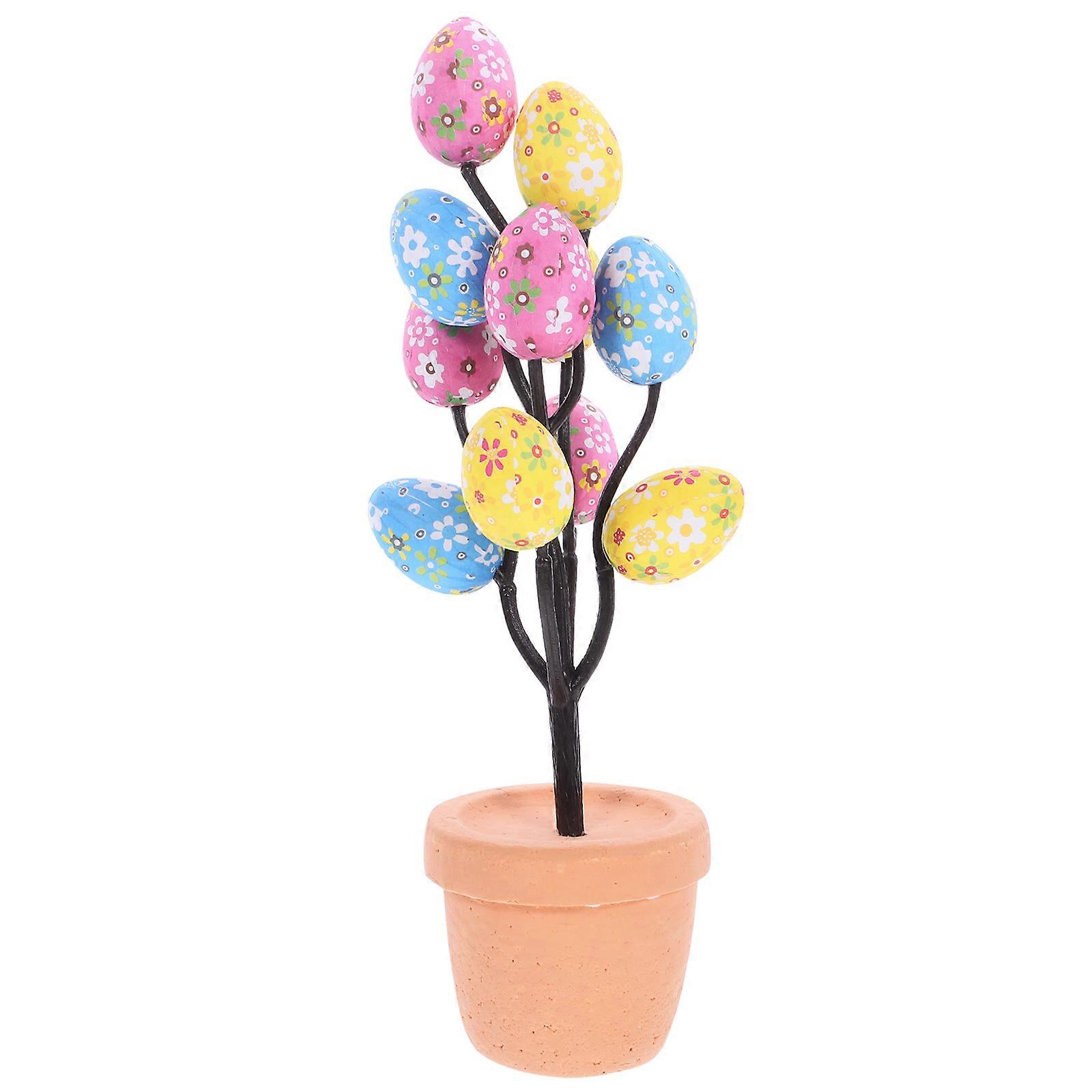 Cute Fake Eggs Bonsai Tree Decor Easter Egg Bonsai Home Owners Multi 26.00X10.00X7.00CM Ornamental 1Pack