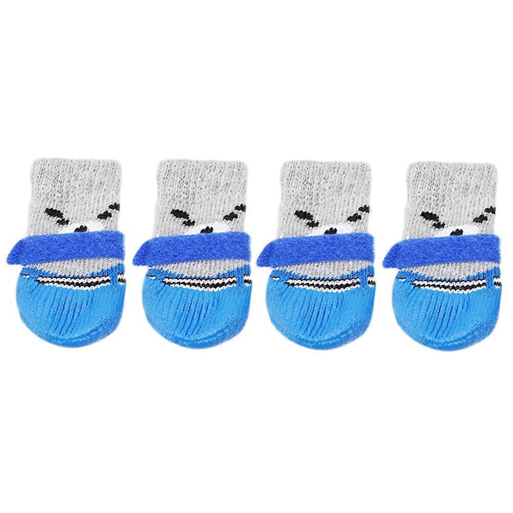 Antislip Dog Socks Blue Non-Slip Protect from Ice for Pet Owners Size S 4Pcs
