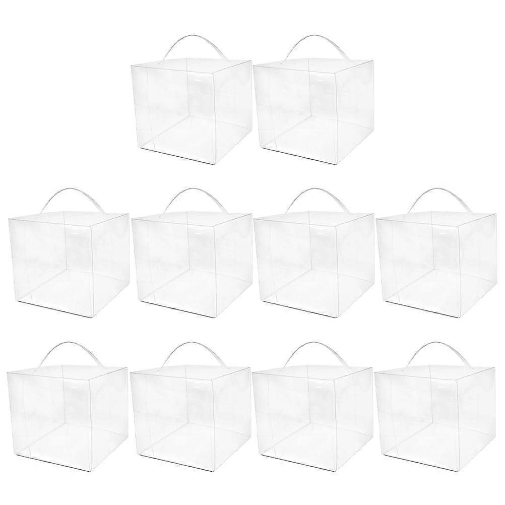 Boxes For Cakes Clear Cake Boxes With Handles For Bakery Items Square Shape Transparent 11X11X11CM Food Storage 10Pcs