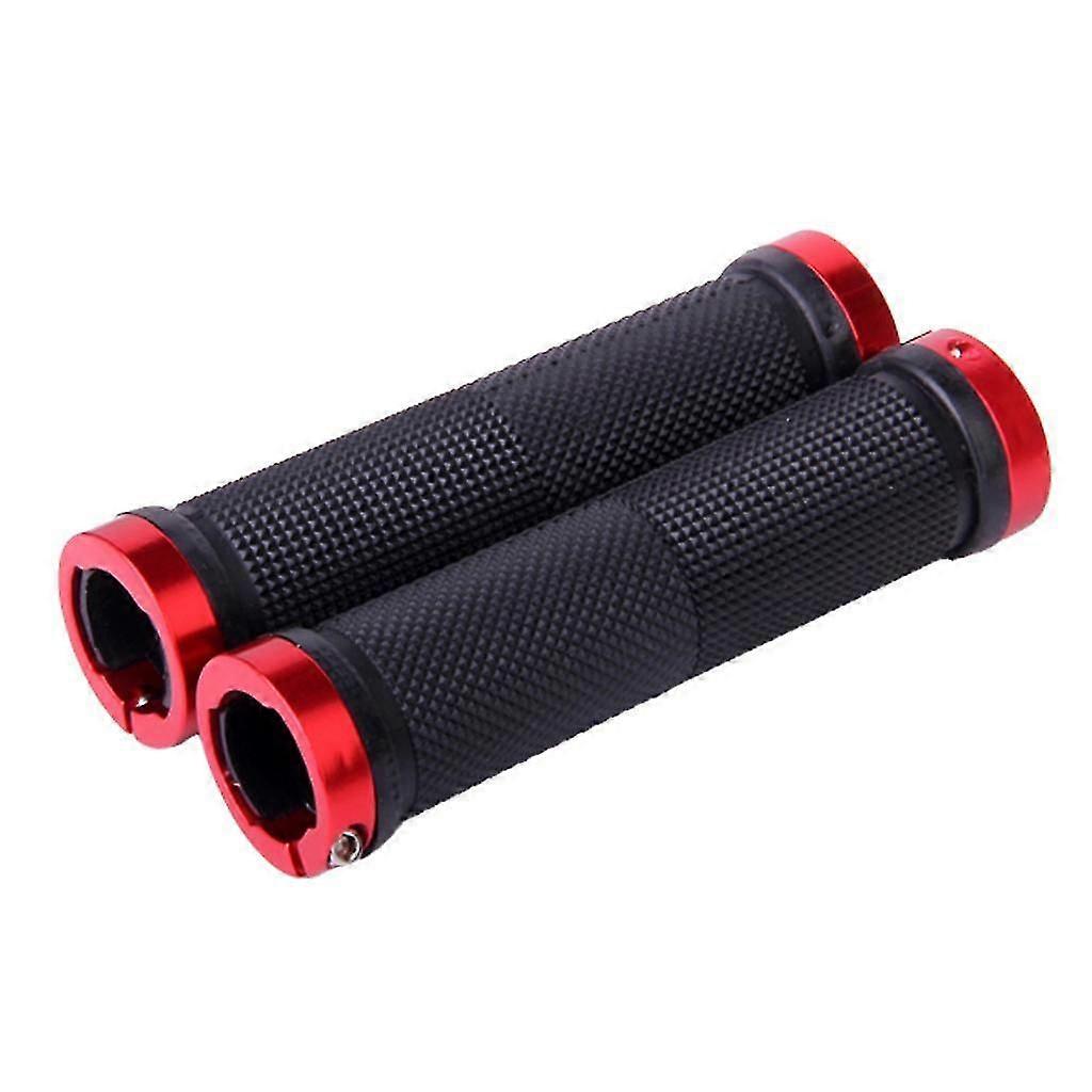 New Pair Cycling Lock-on Anti-slip Bicycle Handlebar Handle Grips For MTB BMX Red + Black