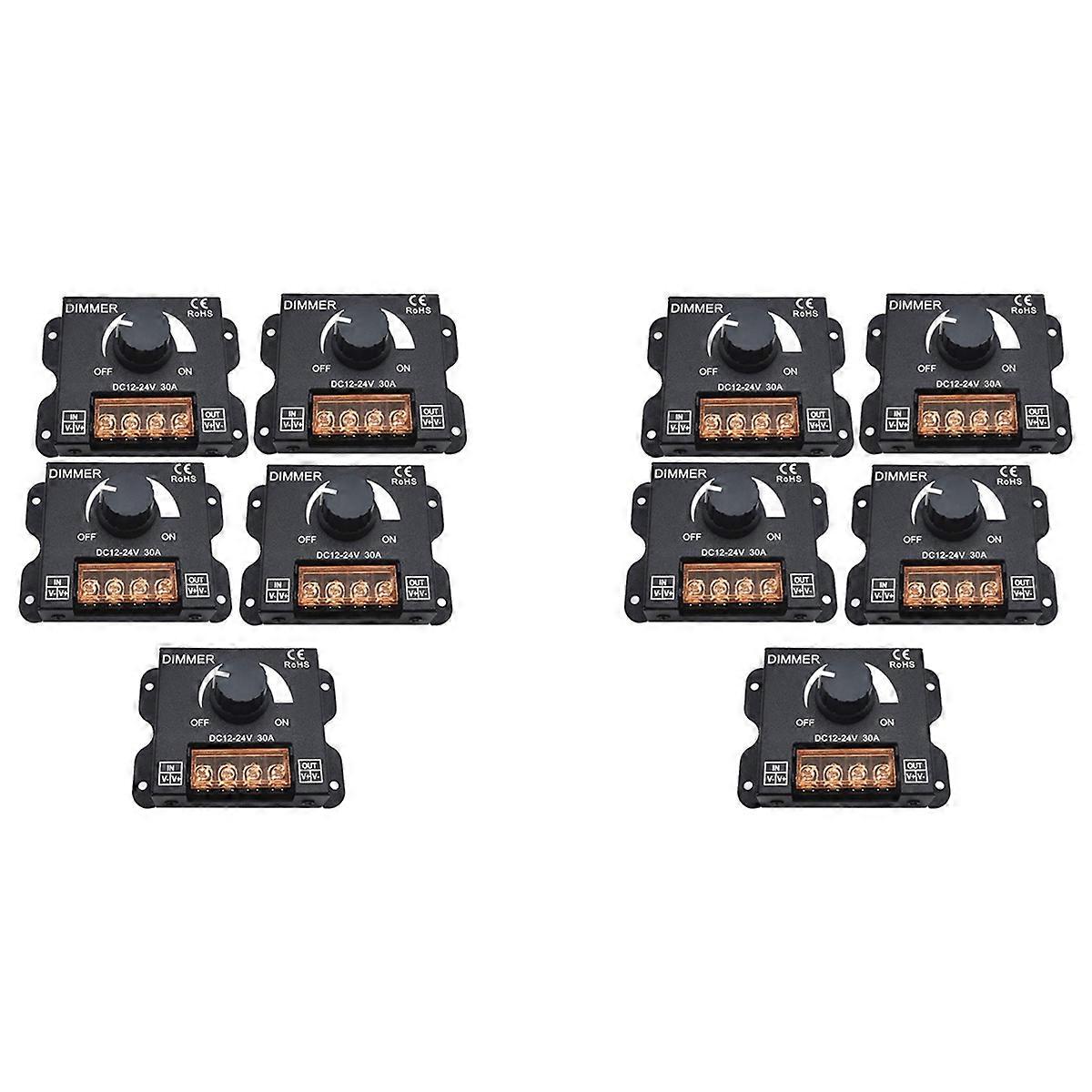 10PCS DC 12V 24V LED Dimmer Switch 30A Voltage Regulator Adjustable Controller for LED Strip Light D