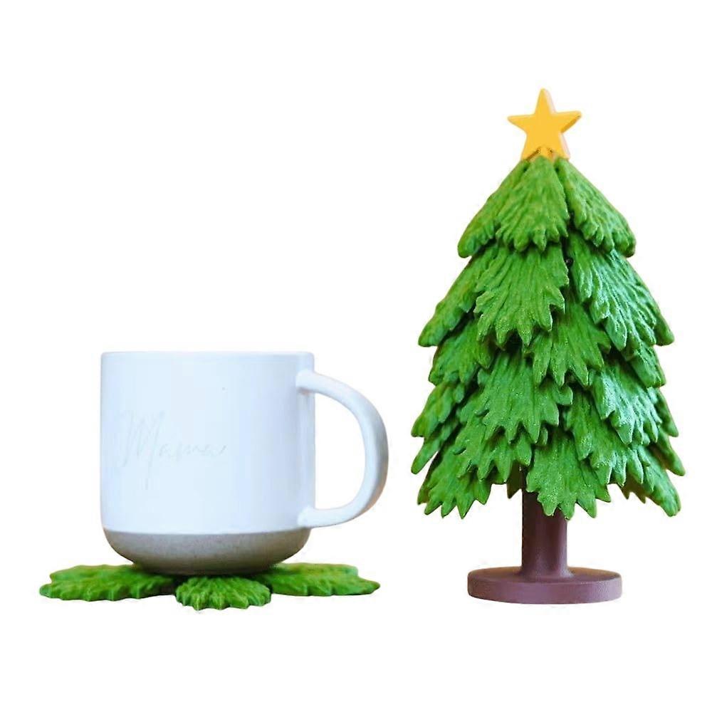 Christmas Tree Coaster Set Holiday Decoration 3D Printed Festive Table Protective Pad Assembly Miniature Tree