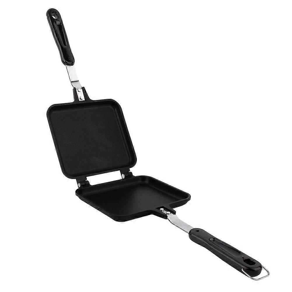 Double Sided Frying Pan Non-Stick Sandwich Maker with Handles for Panini Waffle Iron and Breakfast Toast