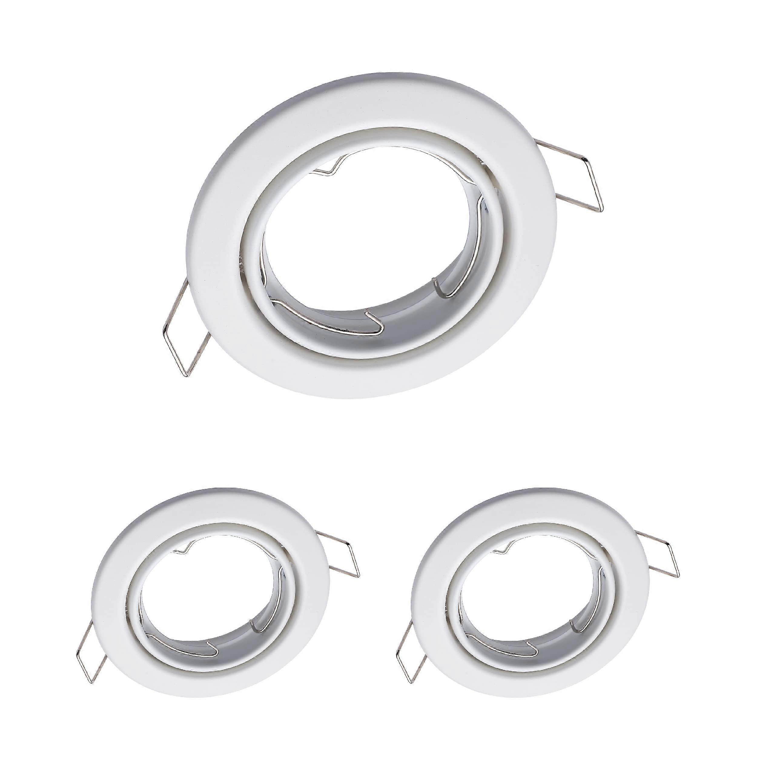 Oktaplex Set of 3 White Recessed Spotlight Frames for GU10 LED Modules, IP20 Pivoting Design, 68mm Hole Size
