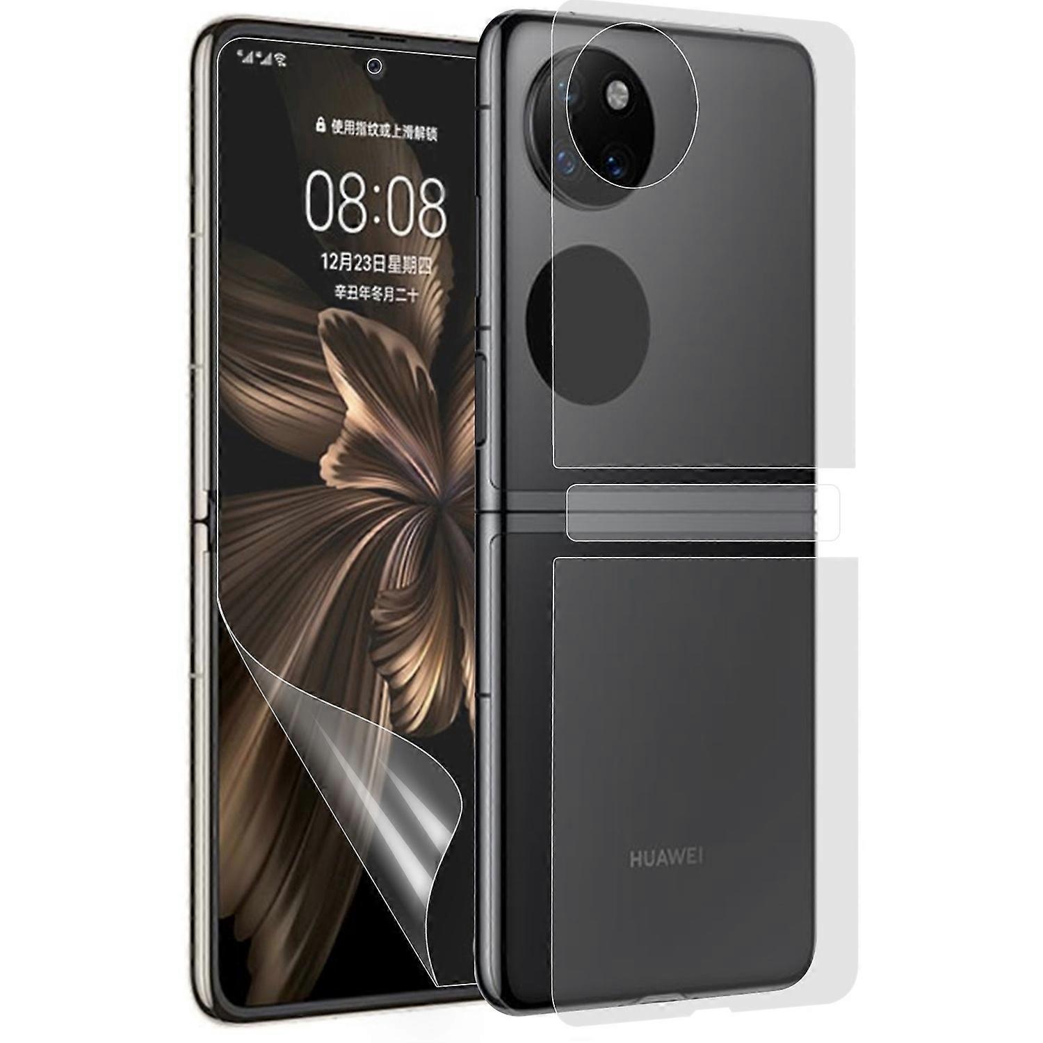 RURIHAI 1 Set/2Pcs Front Screen Back Protector for Huawei P50 Pocket,Front Back Protective PET