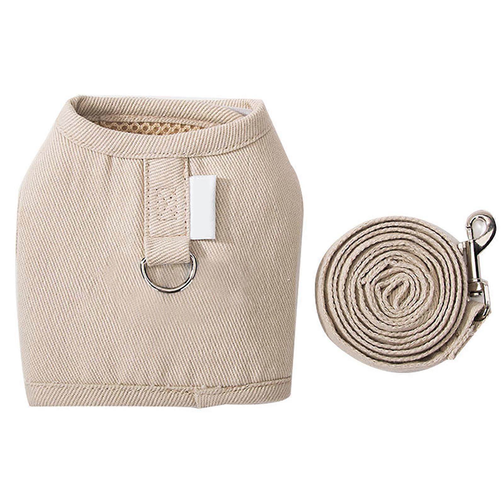 Dog Harness with Traction Holes Breathable Mesh Soft Texture Comfortable Easy Control Cat Vest Harness for Pets Cream Color L Suitable for 5‑7.5kg