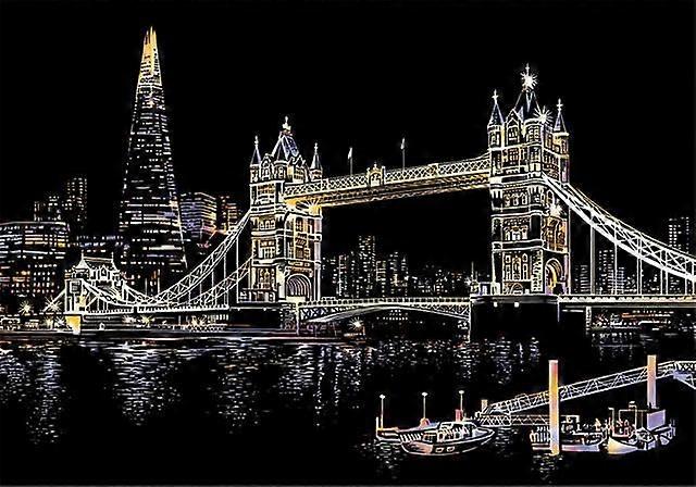 A3 Scratching Picture London Bridge Art Set - Scratch Card 29.7 x 42 cm - London Bridge Design