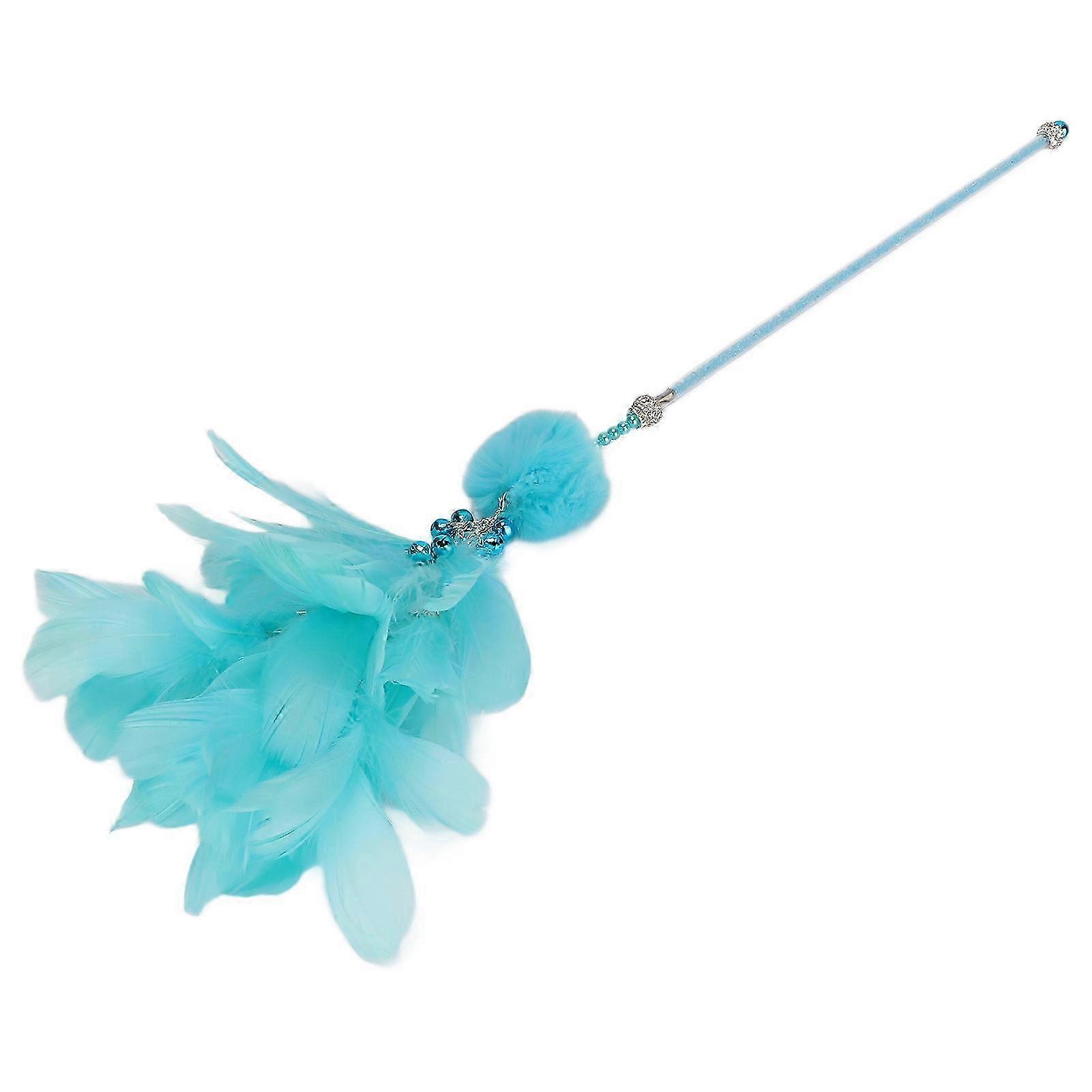 Interactive Bite-Resistant Cat Teaser Wand Toy for Pet Cats in Blue
