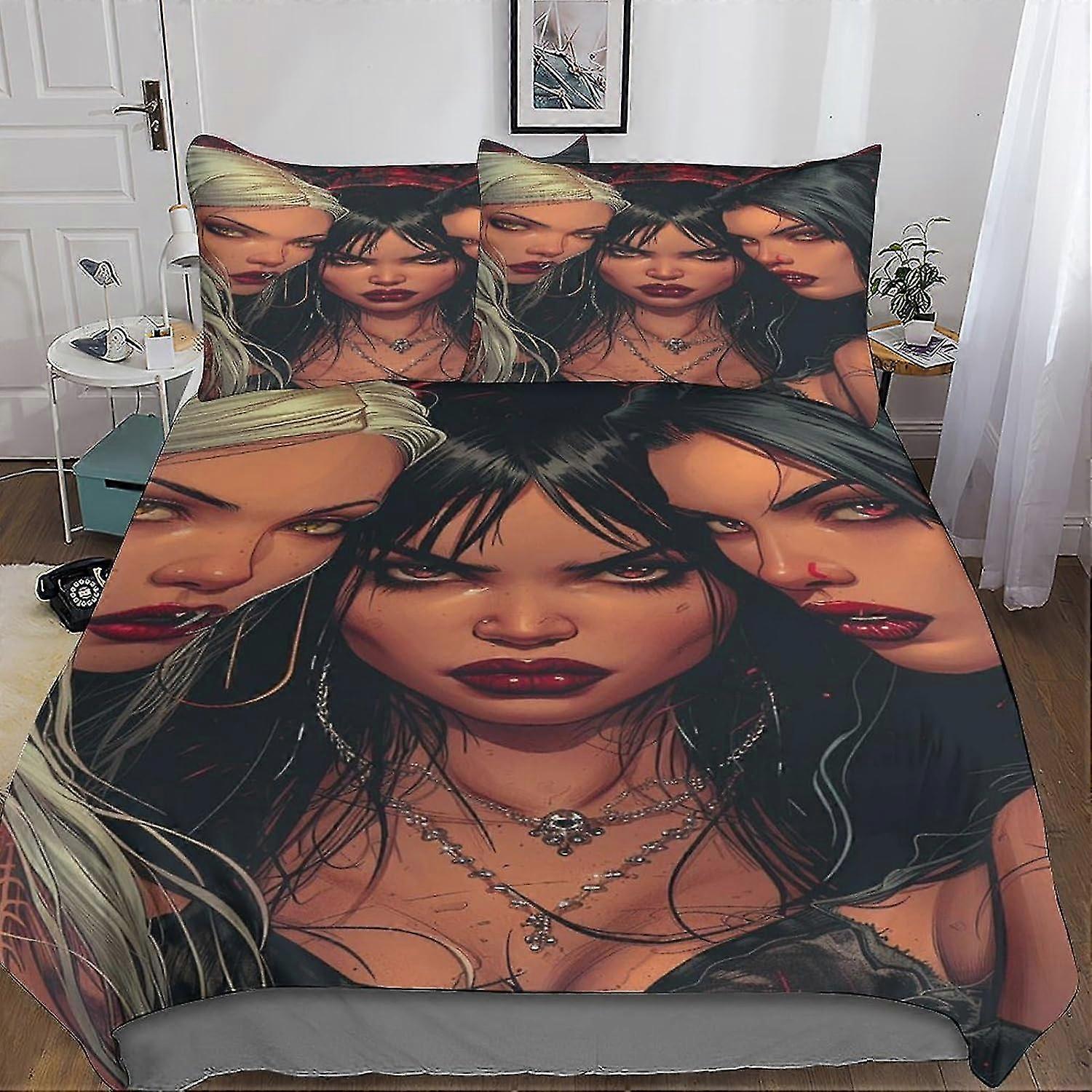 Stylish 3D Print Microfiber Bedding Set with Hidden Zipper Closure - Complete 3-Piece Set, Suitable for Movie Fans