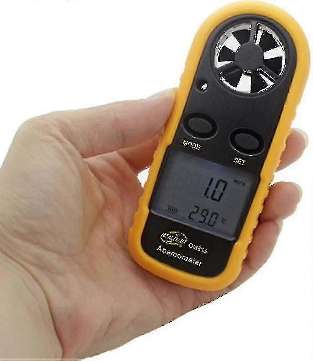 Digital Anemometer with Backlit LCD Display for Measuring Air Velocity, Air Flow, and Outdoor Temperature