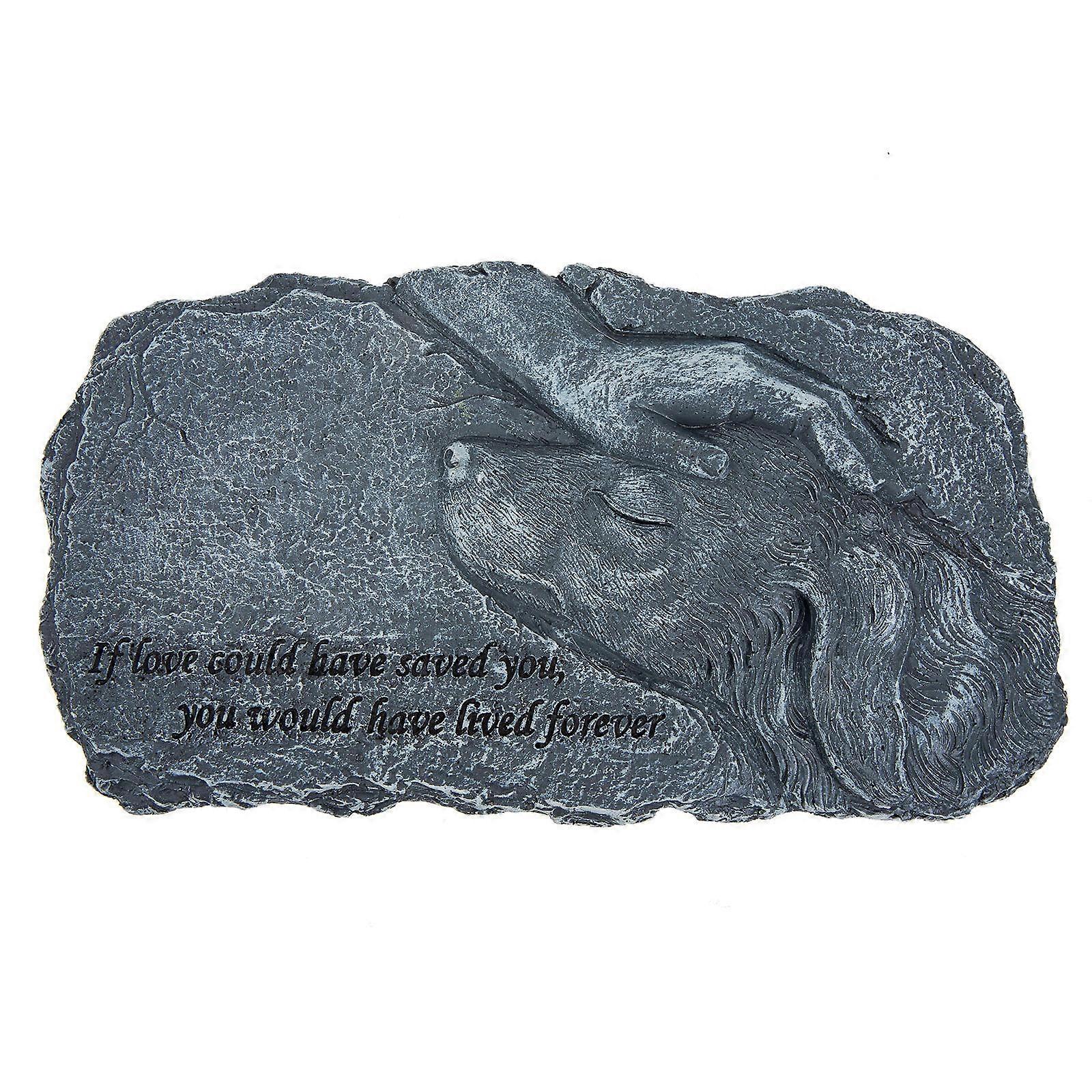 Pet Memorial Stone Synthetic Resin Corrosion Resistant Photo Attachment Garden Ornament 25.5x15cm 1Pcs