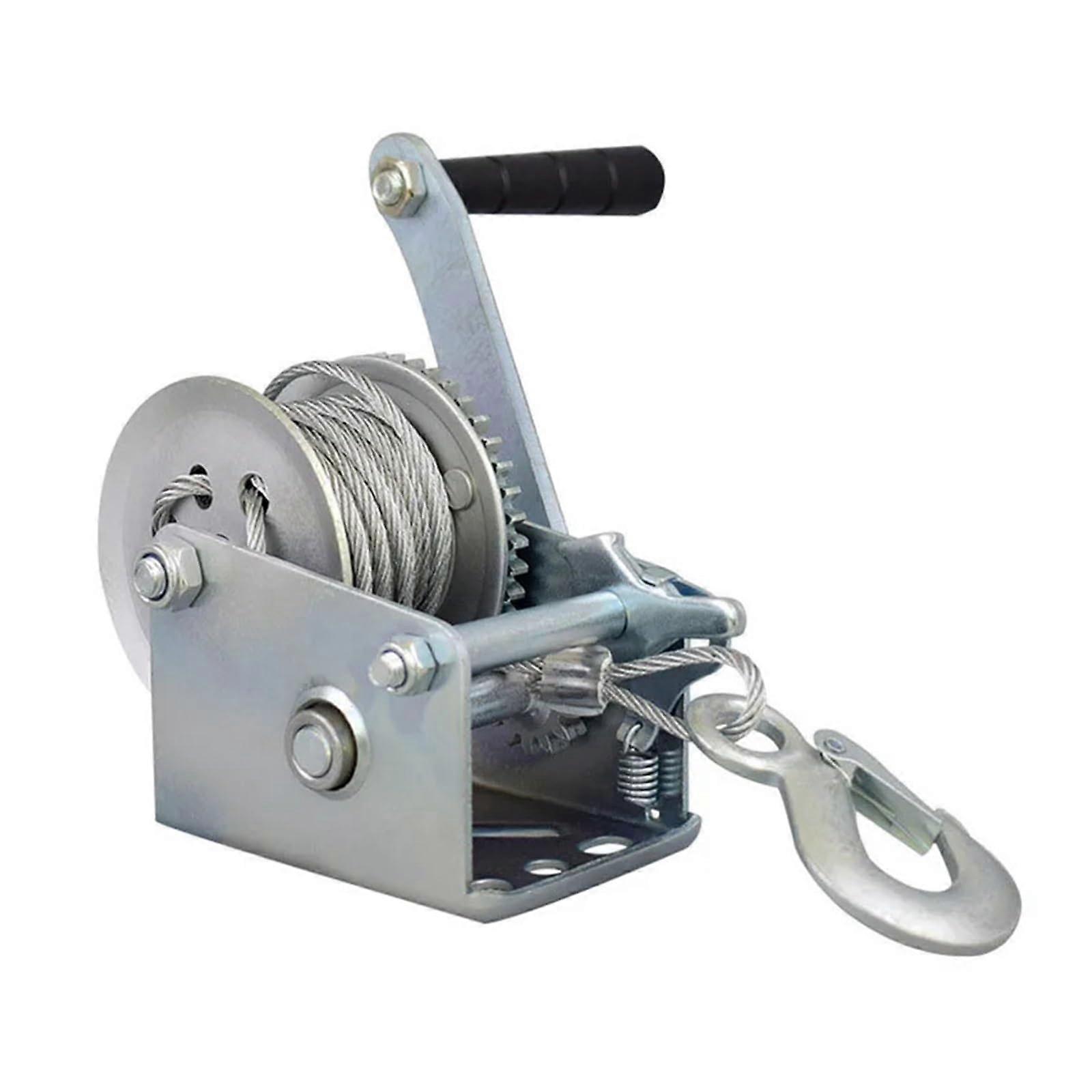 Manual Cable Winch, 600 lb3000 lb Wire Rope Hoist, Hand Winch for Household Use, SelfLocking Pulling Machine (800 lb) Silver