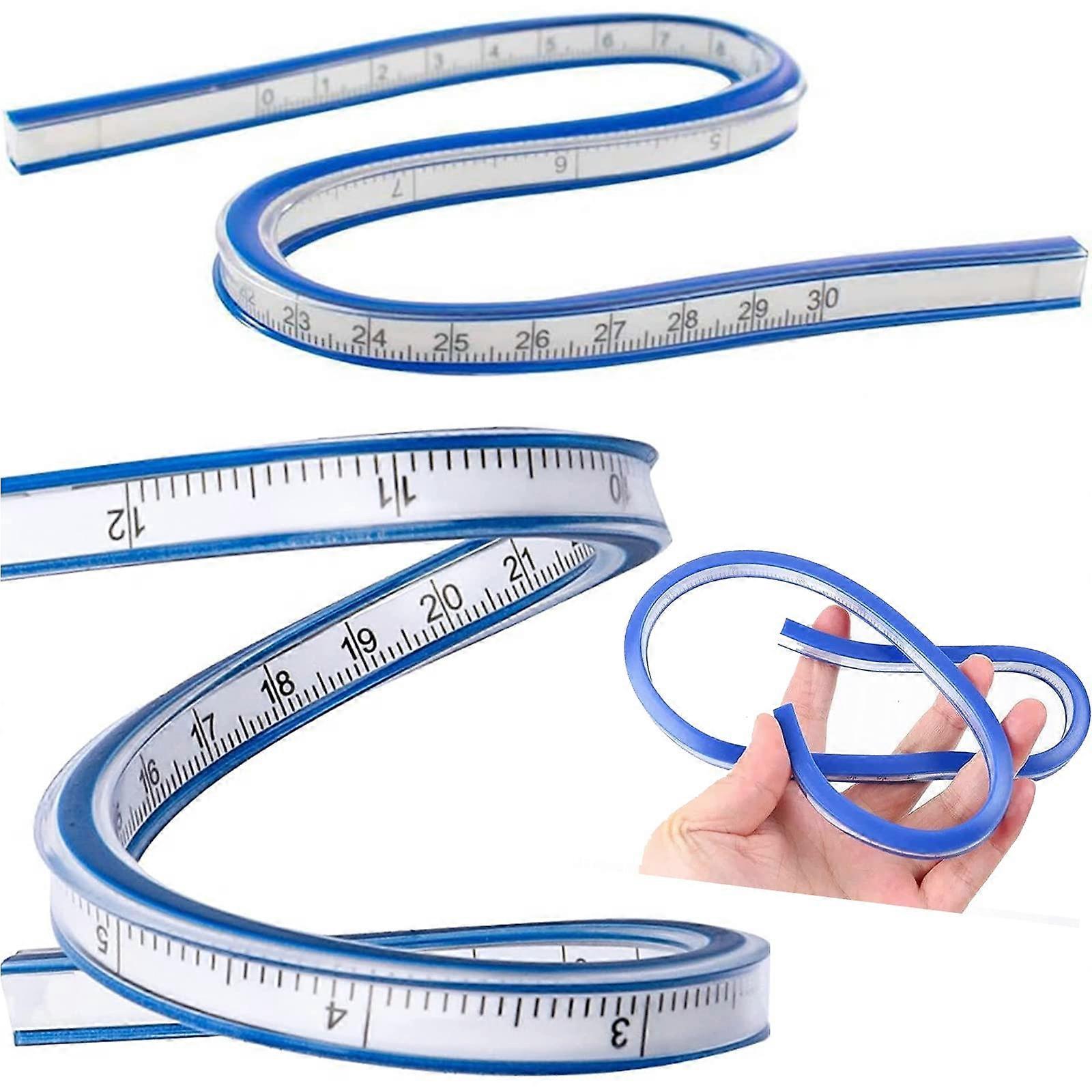 Flexible Curve Ruler Set of 2, Plastic Sewing and Drawing Rulers for Graphic Design, Clothing Measurement Tool