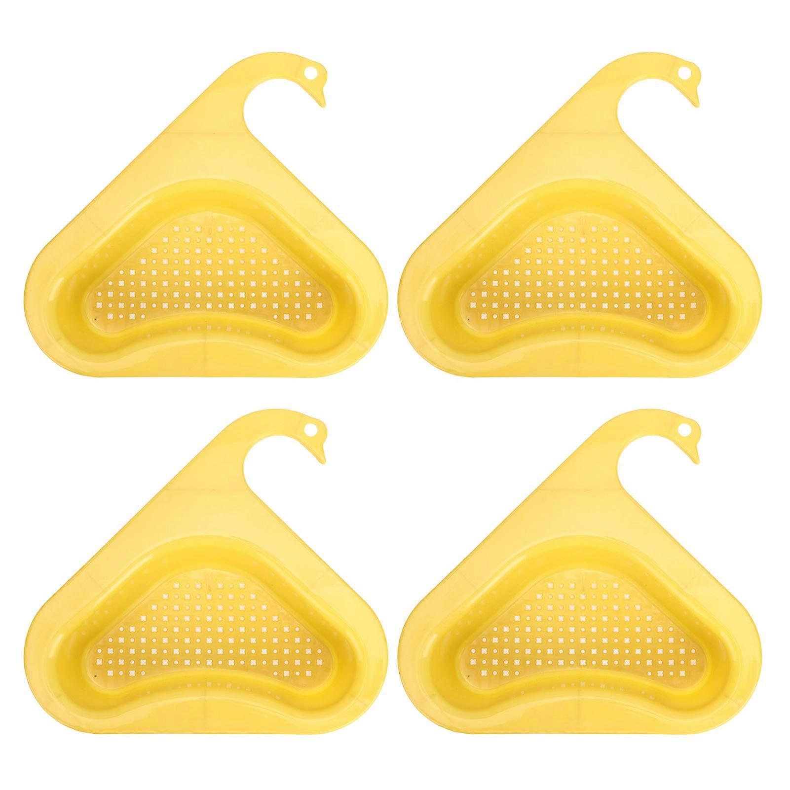 4pcs Drain Basket Multifunctional Triangular Sink Strainer Basket for Soap Toothbrush Sponge Fruit